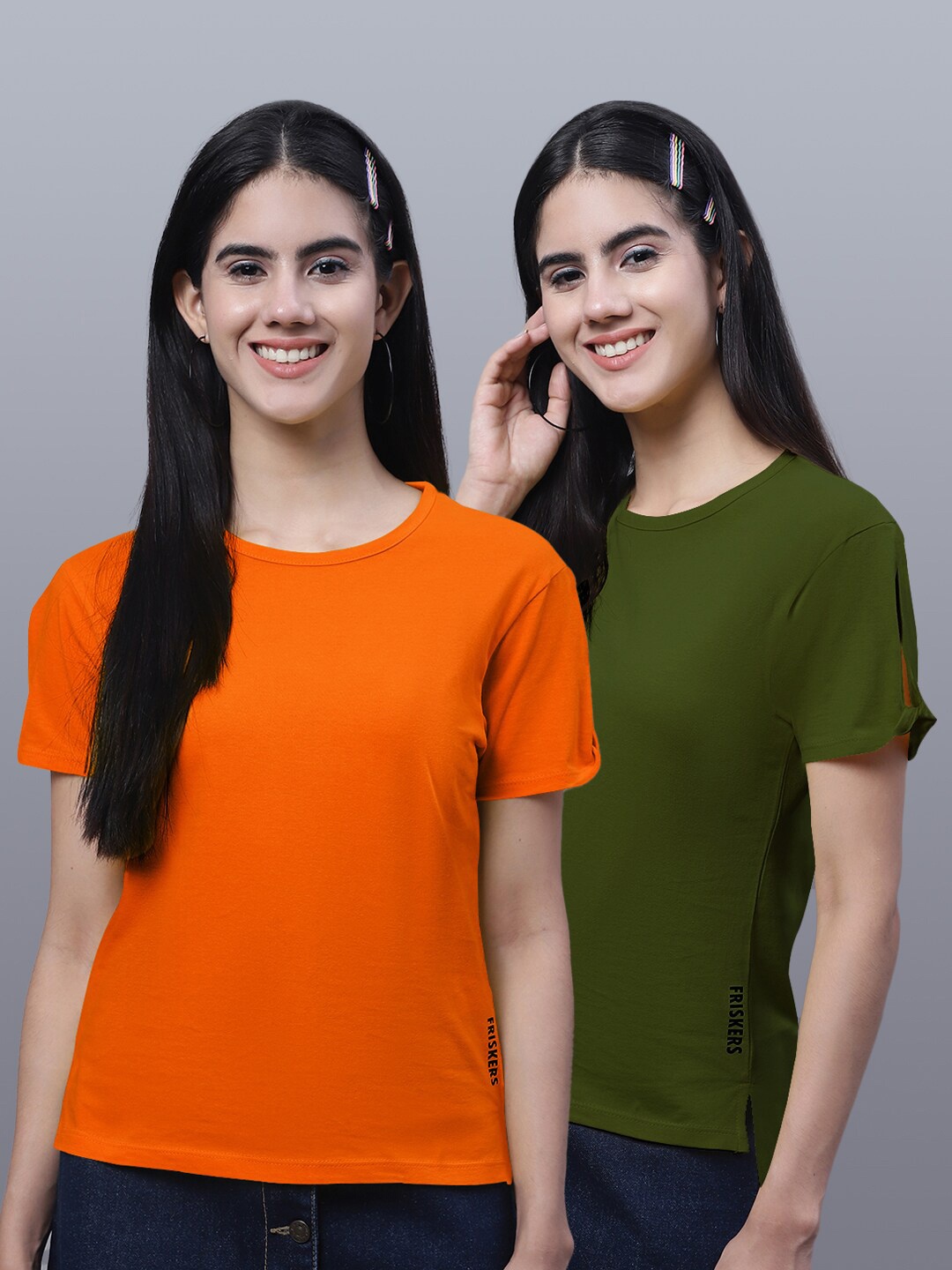

FBAR Pack Of 2 Pure Cotton T-shirt, Orange