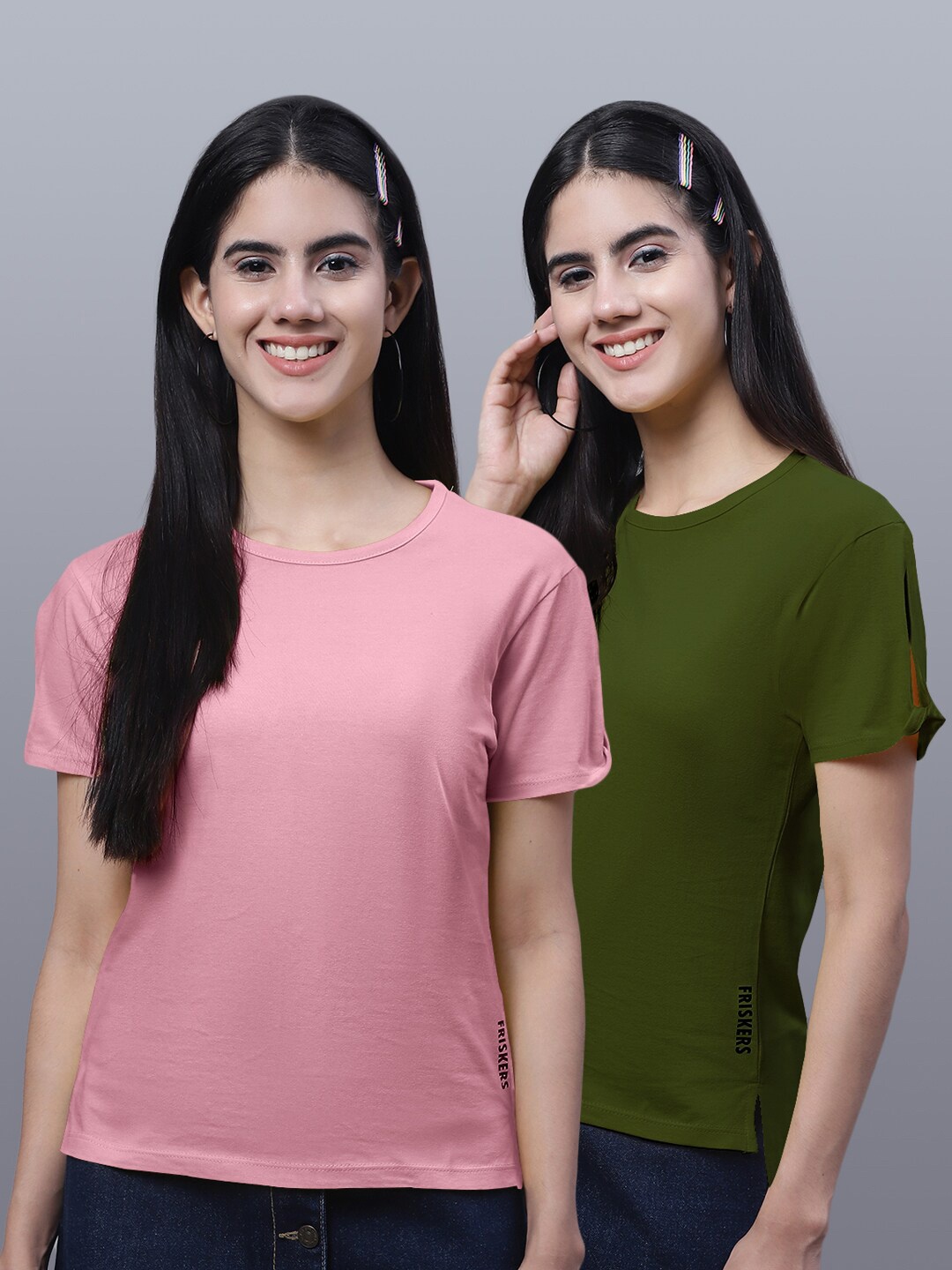 FBAR Pack Of 2 Pure Cotton T-shirt, Coral