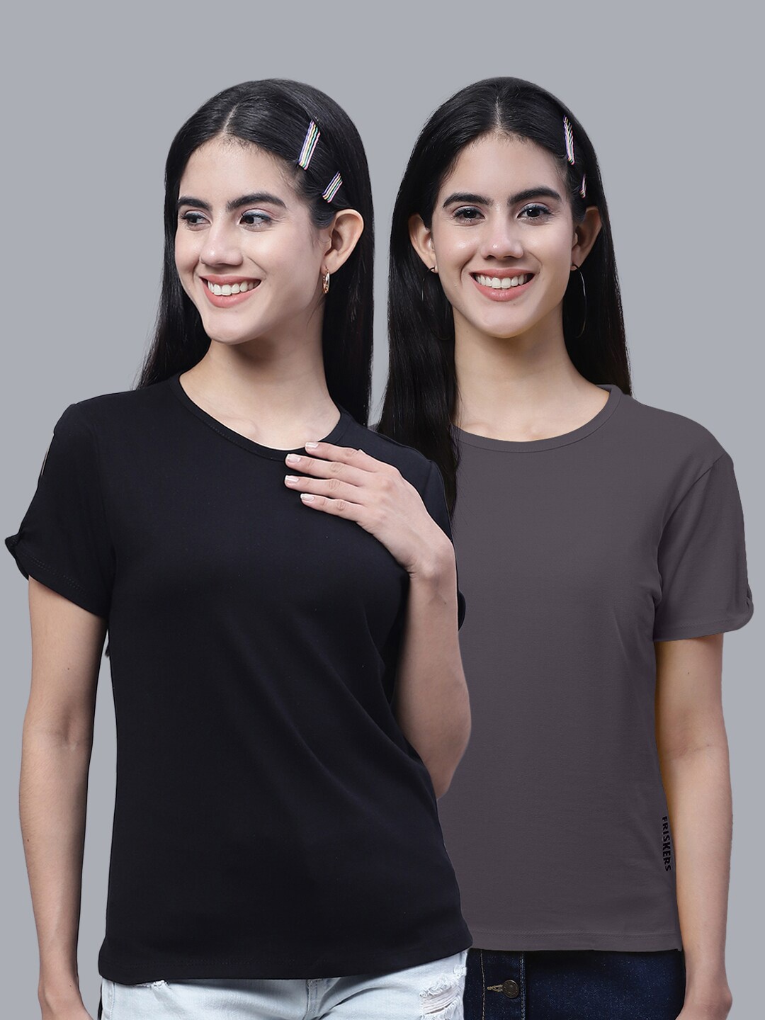 

FBAR Pack Of 2 Bio-Wash Skin Friendly Pure Cotton T-shirts, Black