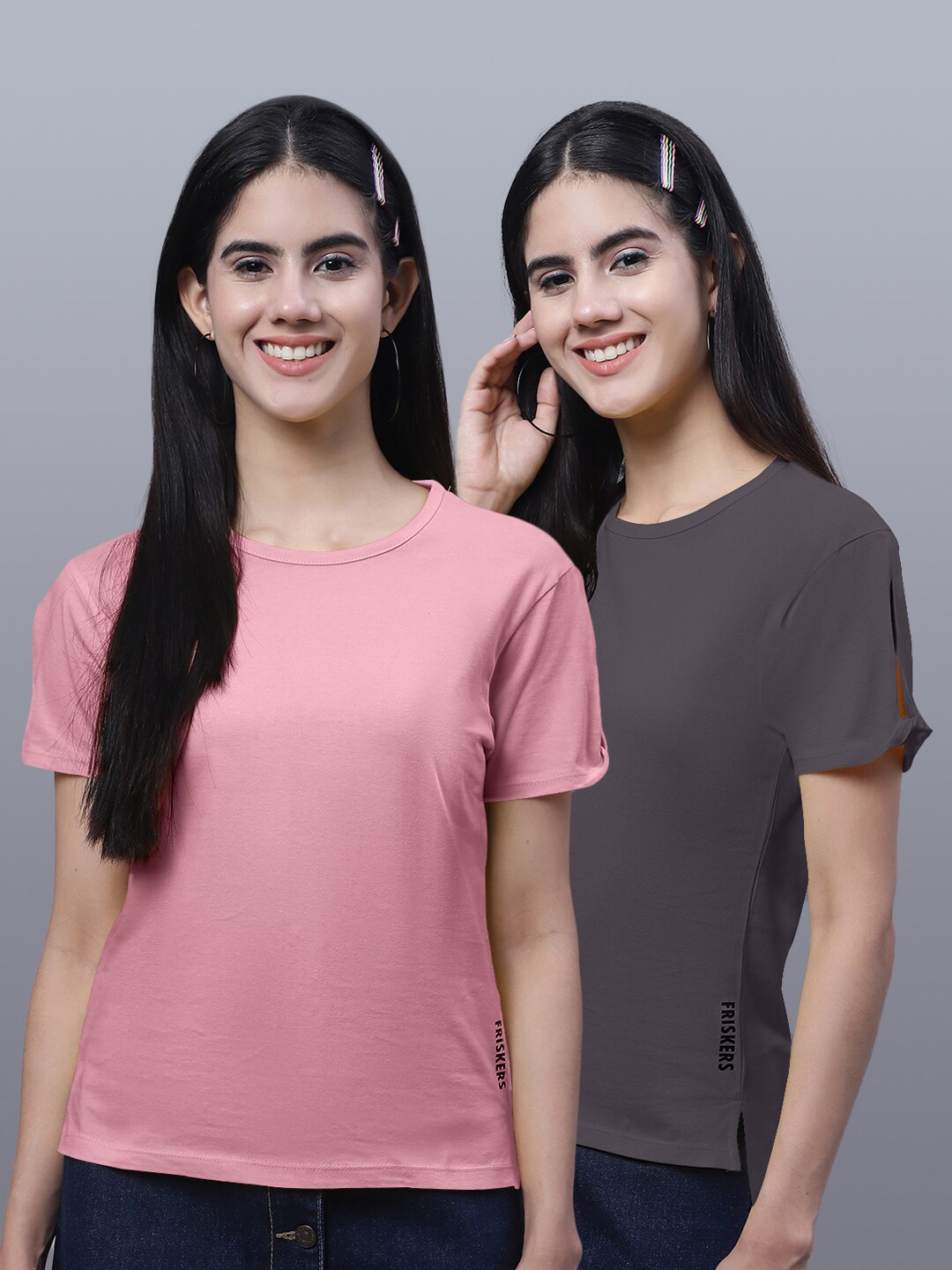 FBAR Pack Of 2 Bio-Wash Skin Friendly Pure Cotton T-shirts, Coral