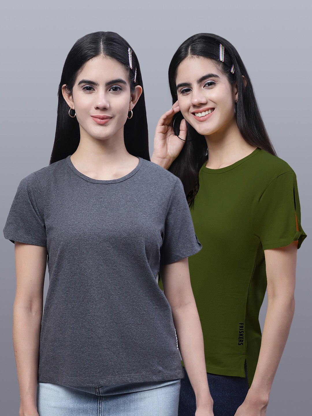 

FBAR Pack Of 2 Bio Wash Skin Friendly Pure Cotton T-Shirt, Grey