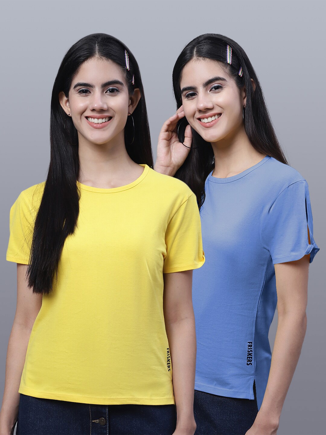

FBAR Pack Of 2 Bio Wash Skin Friendly Pure Cotton T-Shirt, Yellow