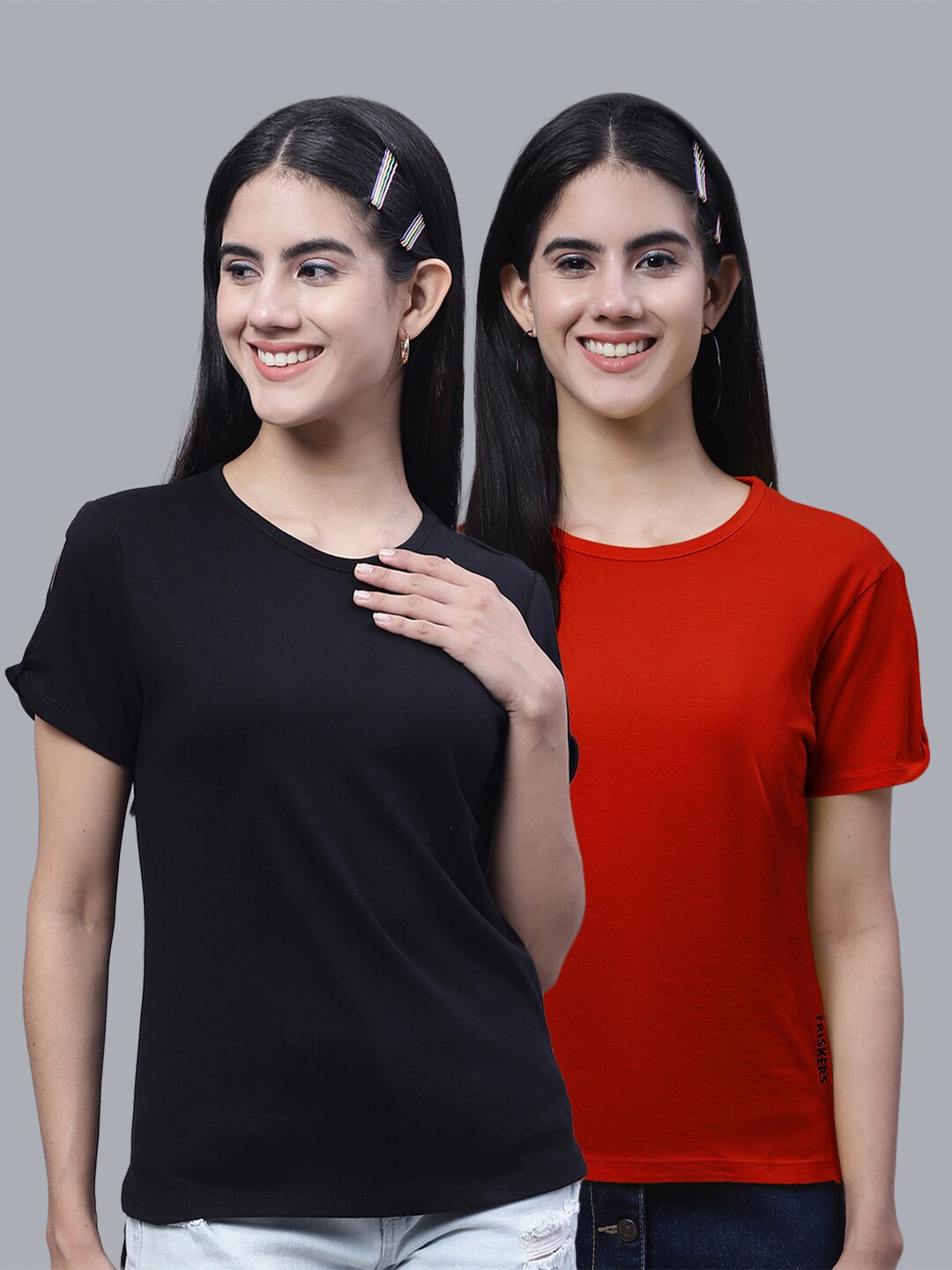 

FBAR Pack Of 2 Bio Wash Skin Friendly Pure Cotton T-Shirt, Black