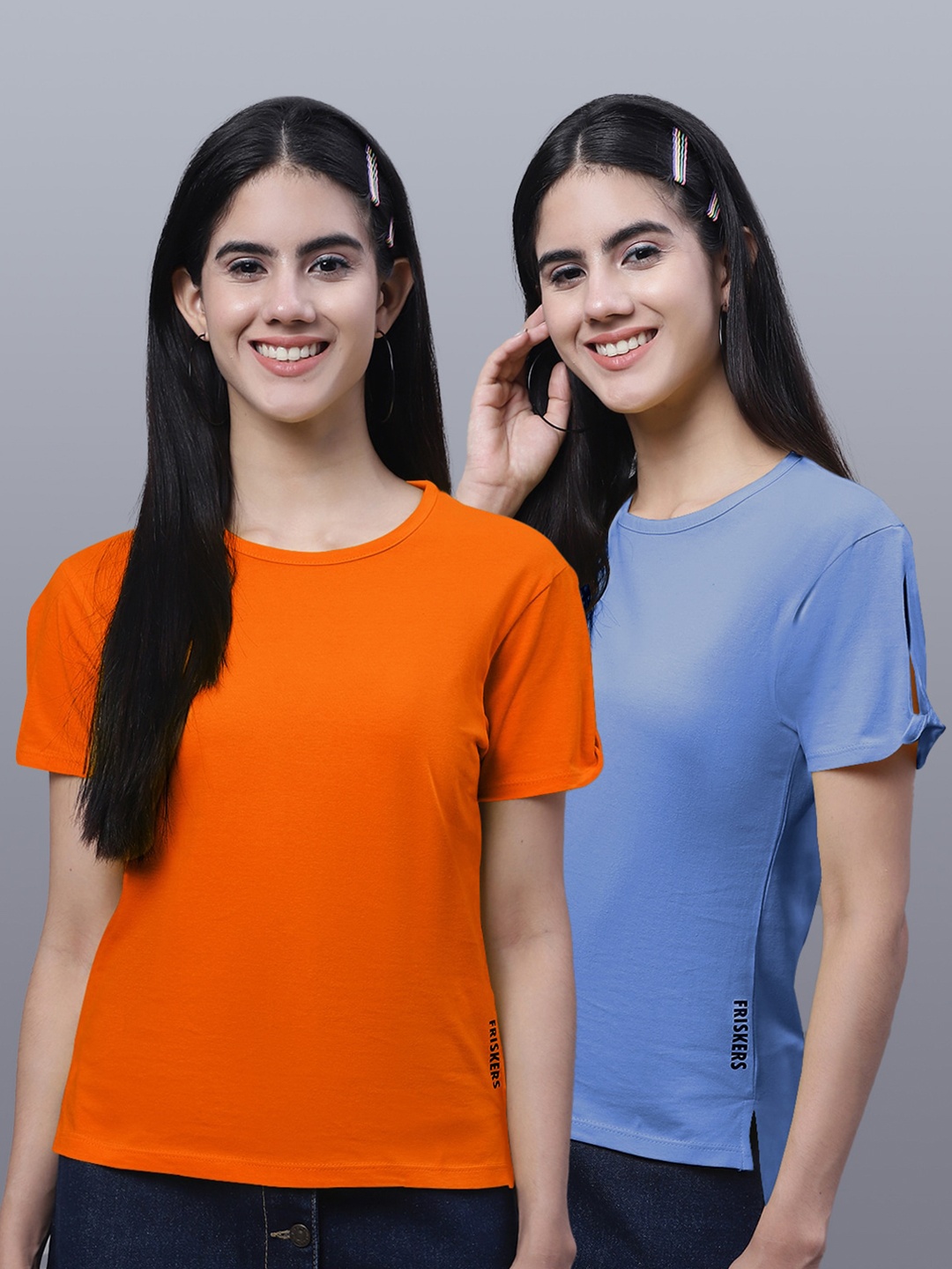 

FBAR Pack Of 2 Bio Wash Skin Friendly Pure Cotton T-Shirt, Orange