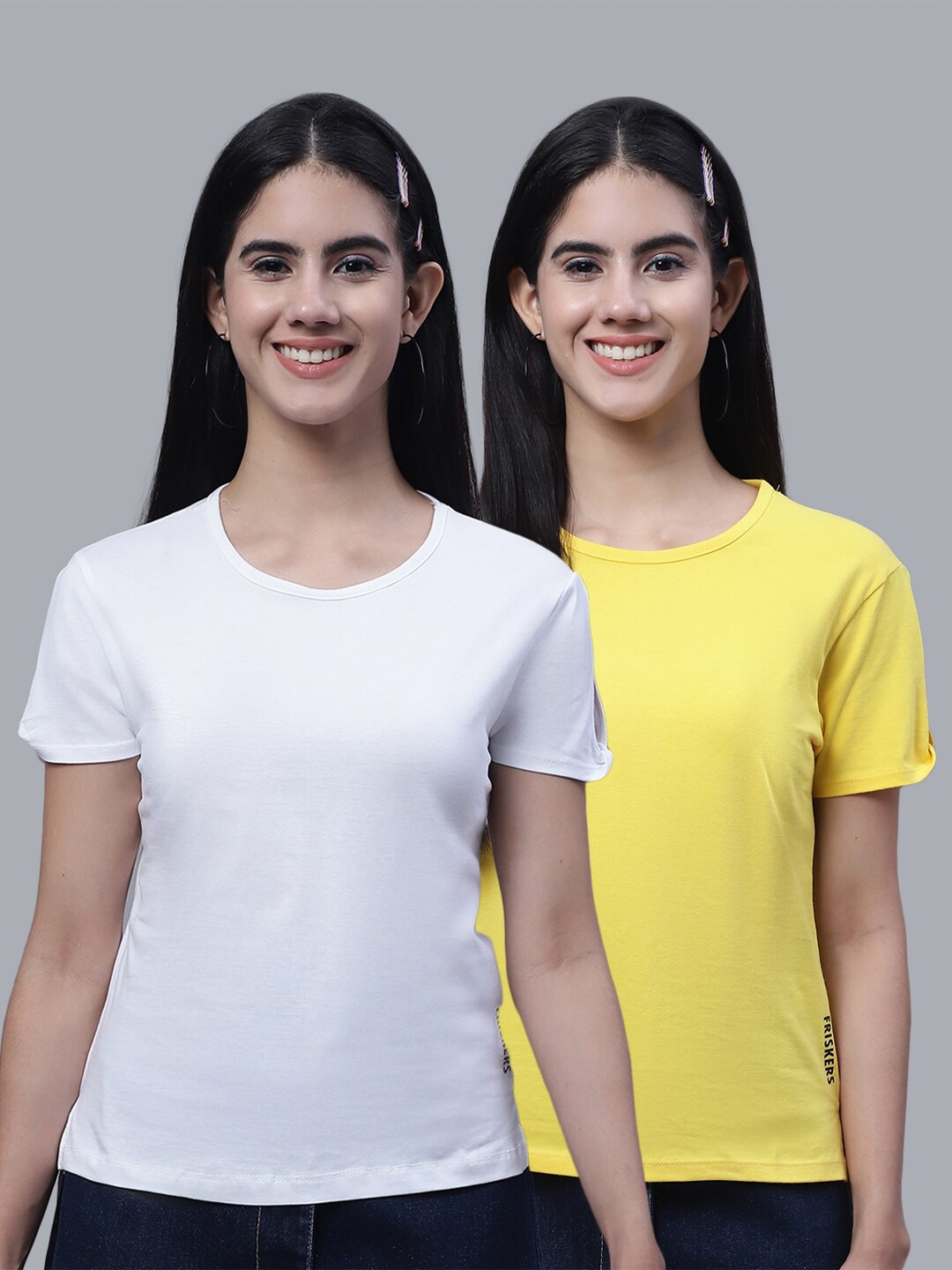 

FBAR Pack Of 2 Knitted Regular Cotton T-shirts, White