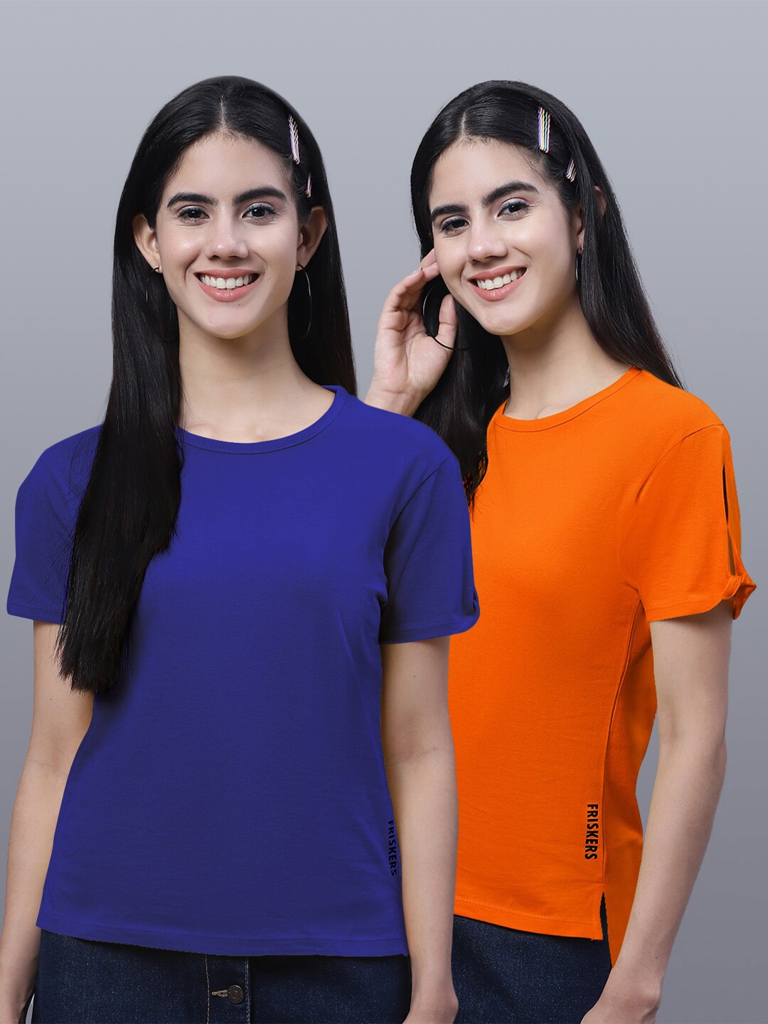 

FBAR Pack Of 2 Knitted Regular Cotton T-shirts, Blue