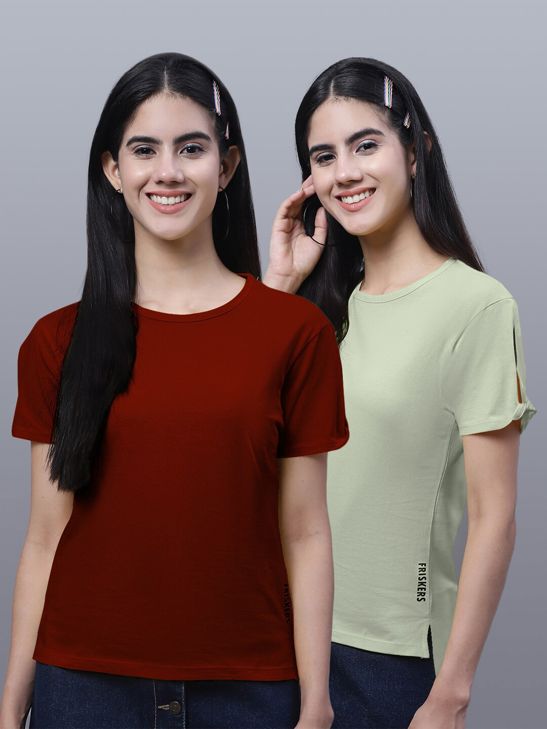 

FBAR Pack Of 2 Knitted Regular Cotton T-shirts, Maroon