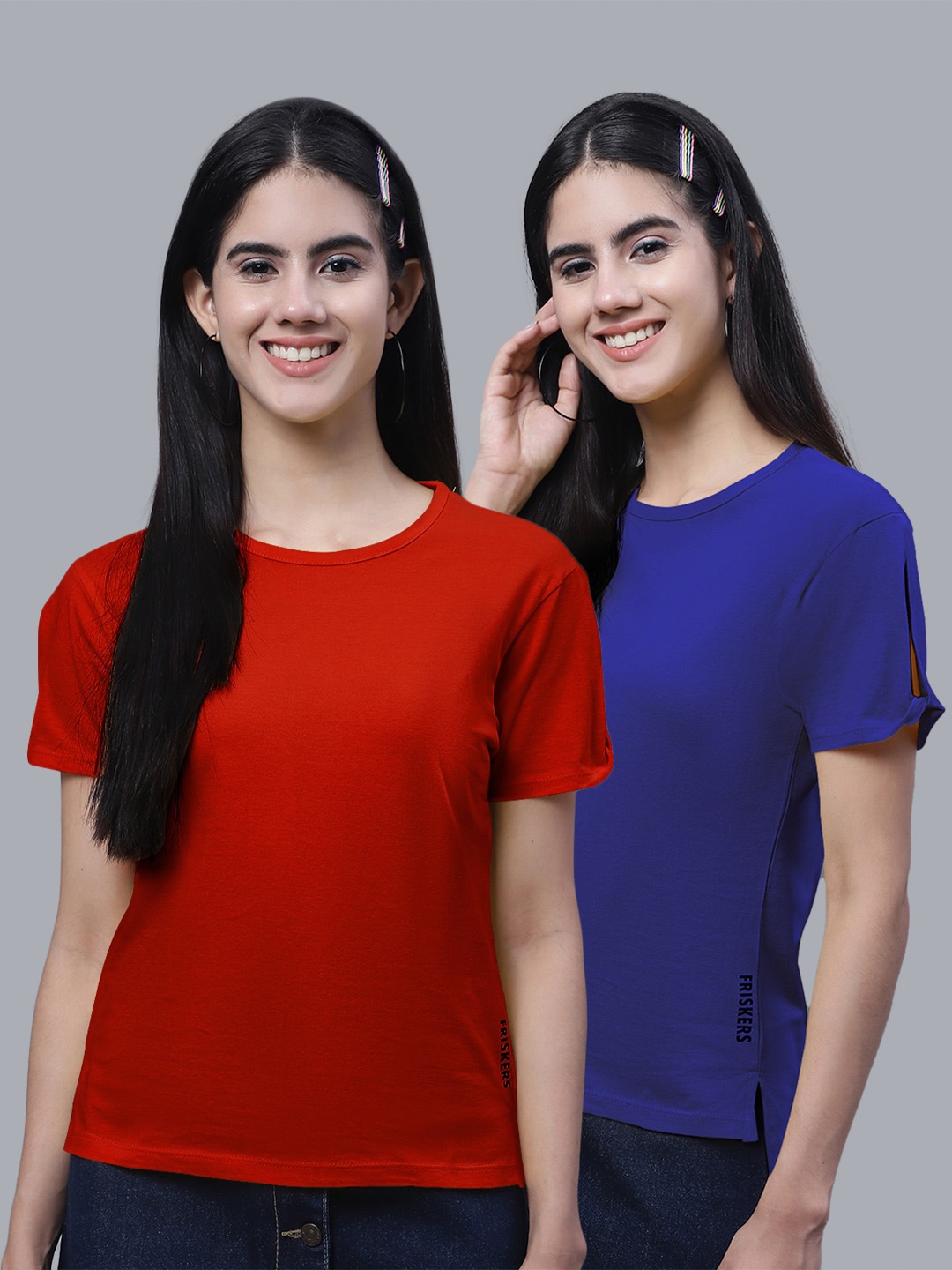 

FBAR Pack Of 2 Pure Cotton Regular Fit T-shirt, Red