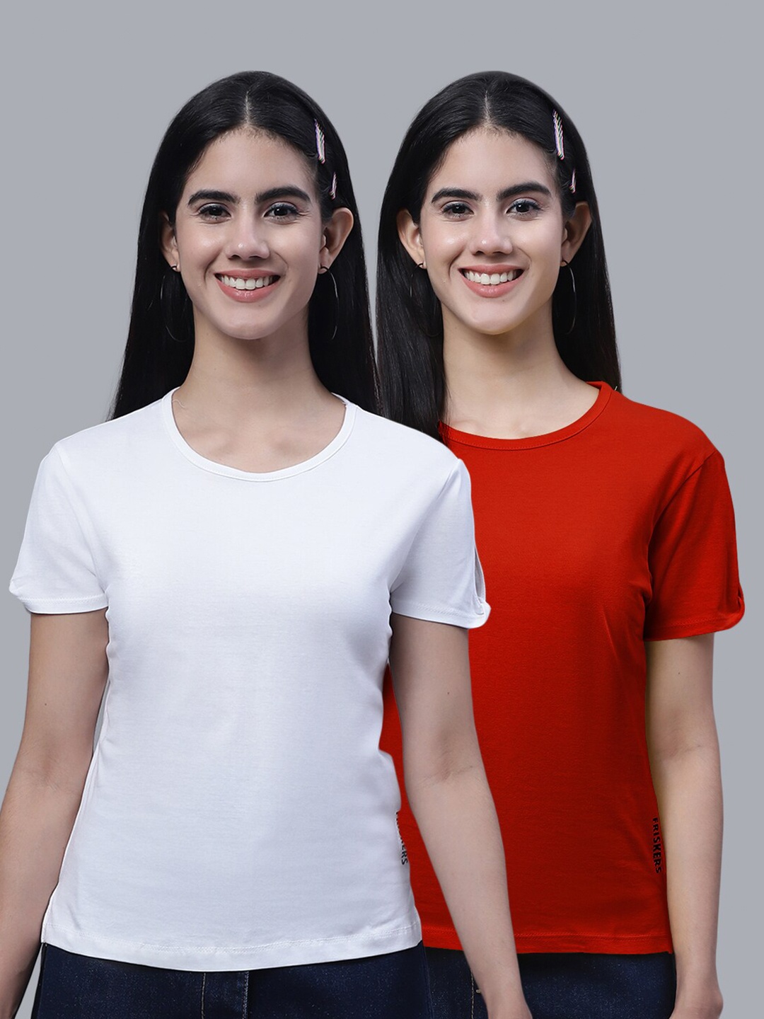 

FBAR Pack Of 2 Pure Cotton Regular Fit T-shirt, White