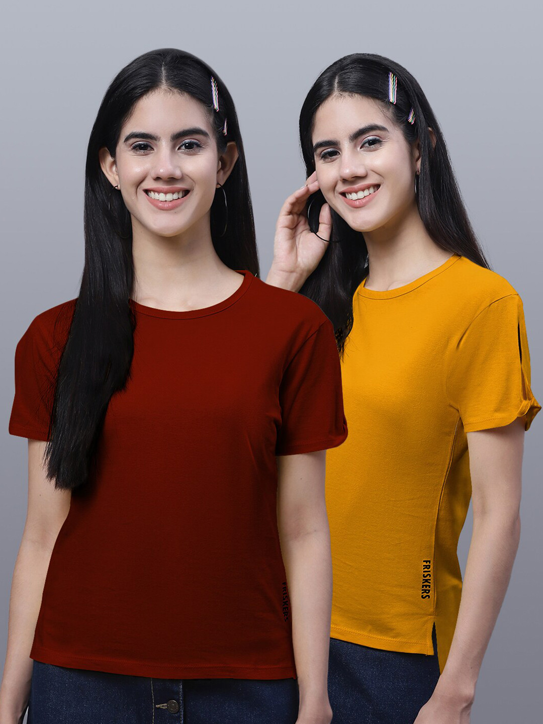 

FBAR Pack Of 2 Pure Cotton T-shirt, Maroon