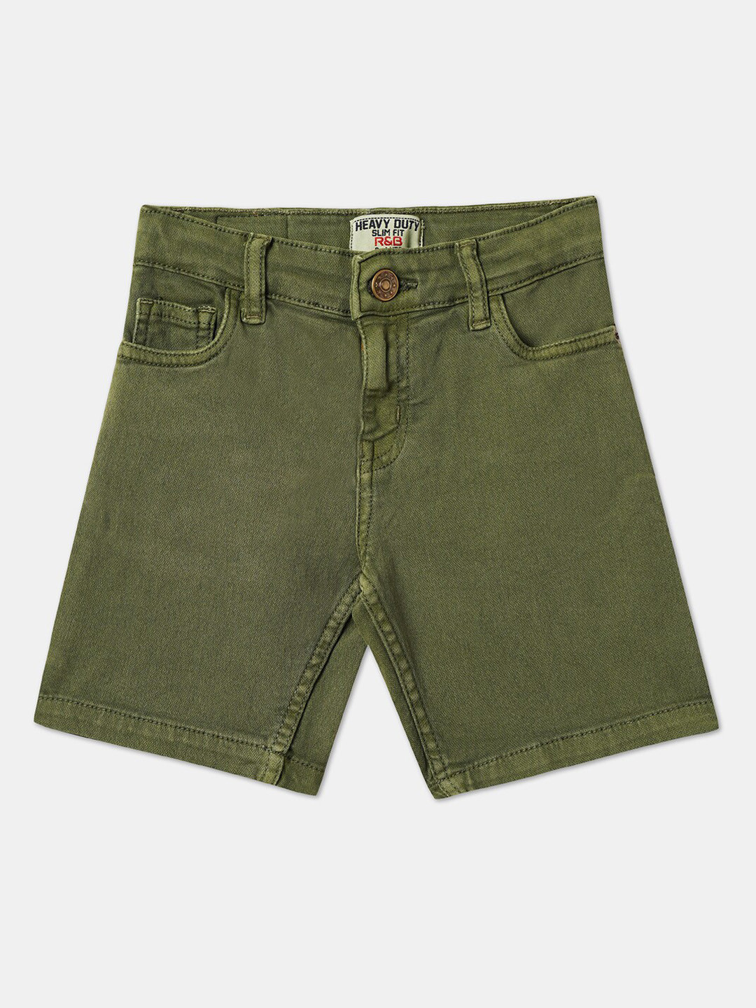 

R&B Boys Mid Rise Cotton Shorts, Green