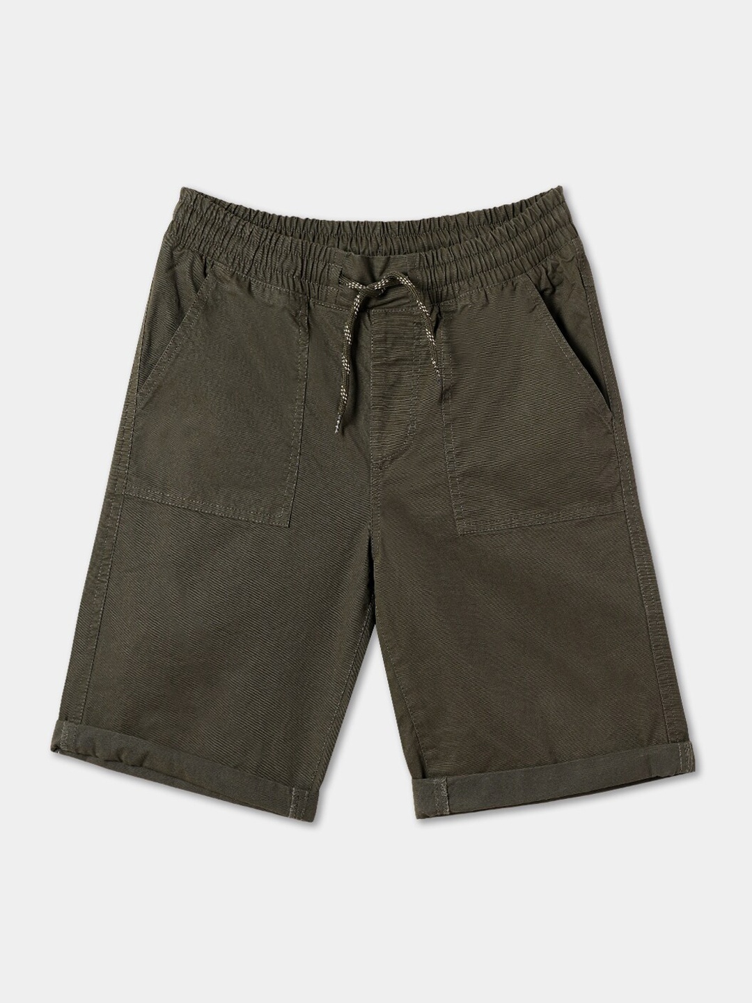 

R&B Boys Mid Rise Cotton Shorts, Olive