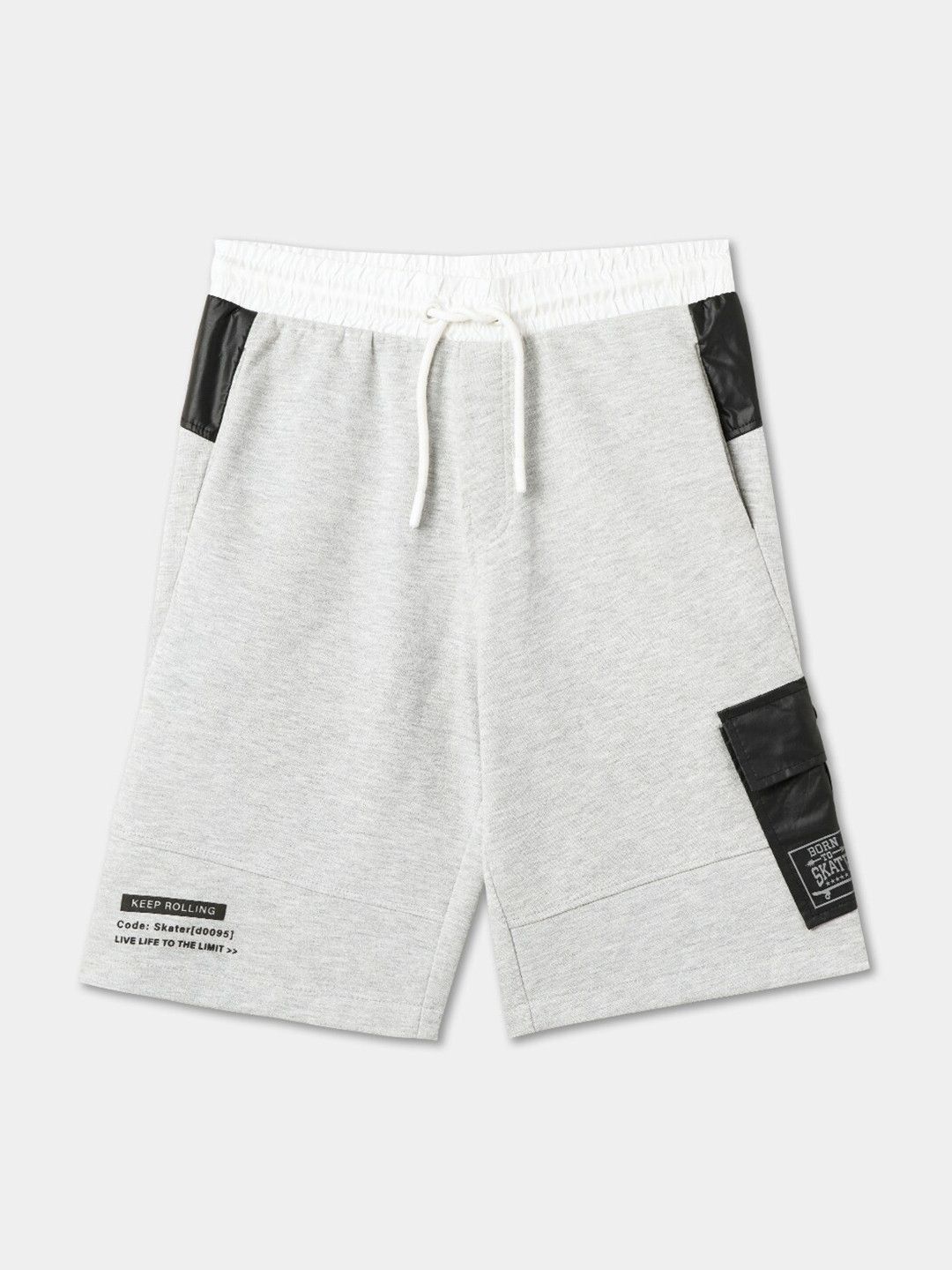 

R&B Boys Mid Rise Colourblocked Cotton Shorts, Grey