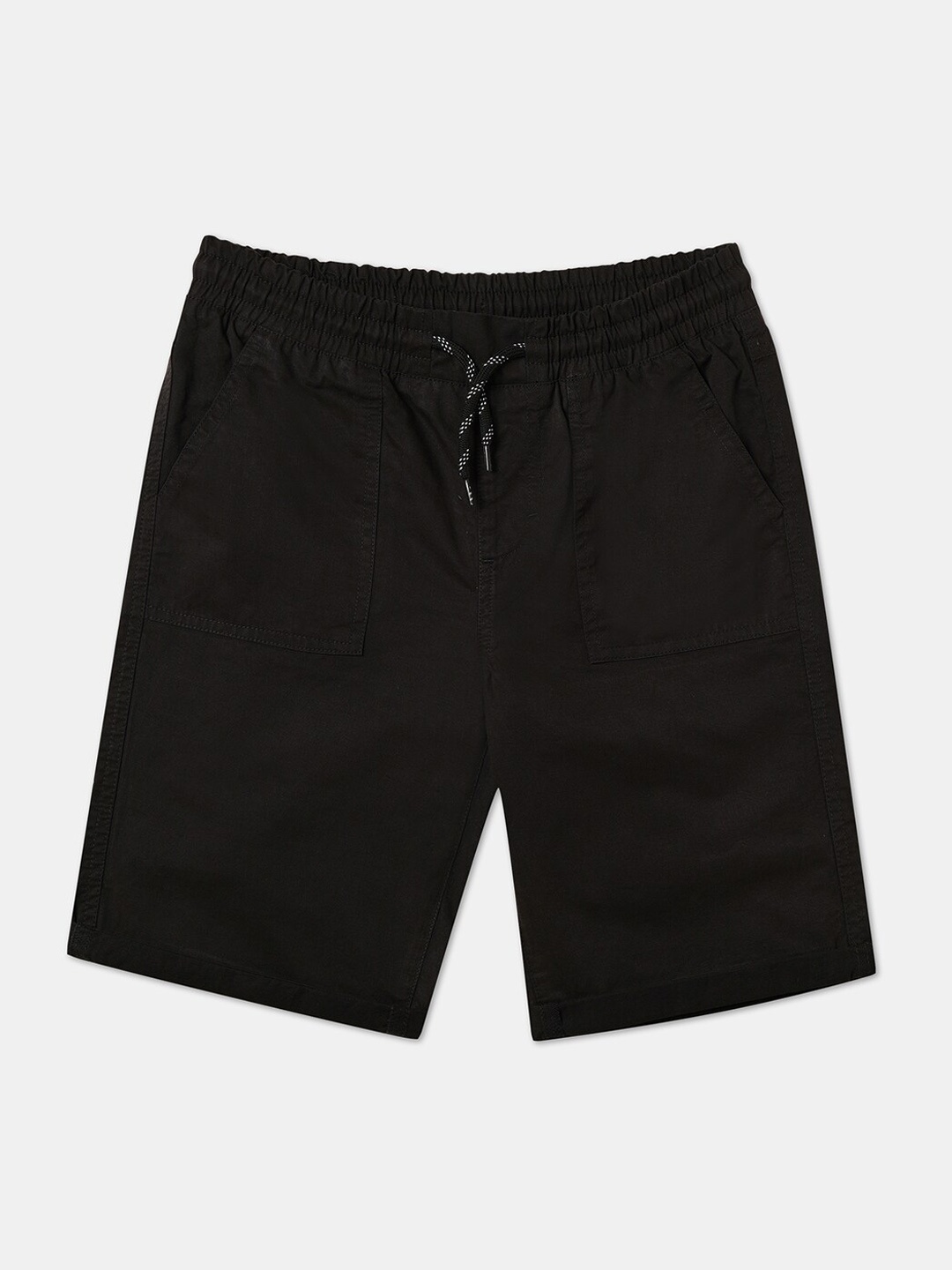 

R&B Boys Mid Rise Cotton Shorts, Black