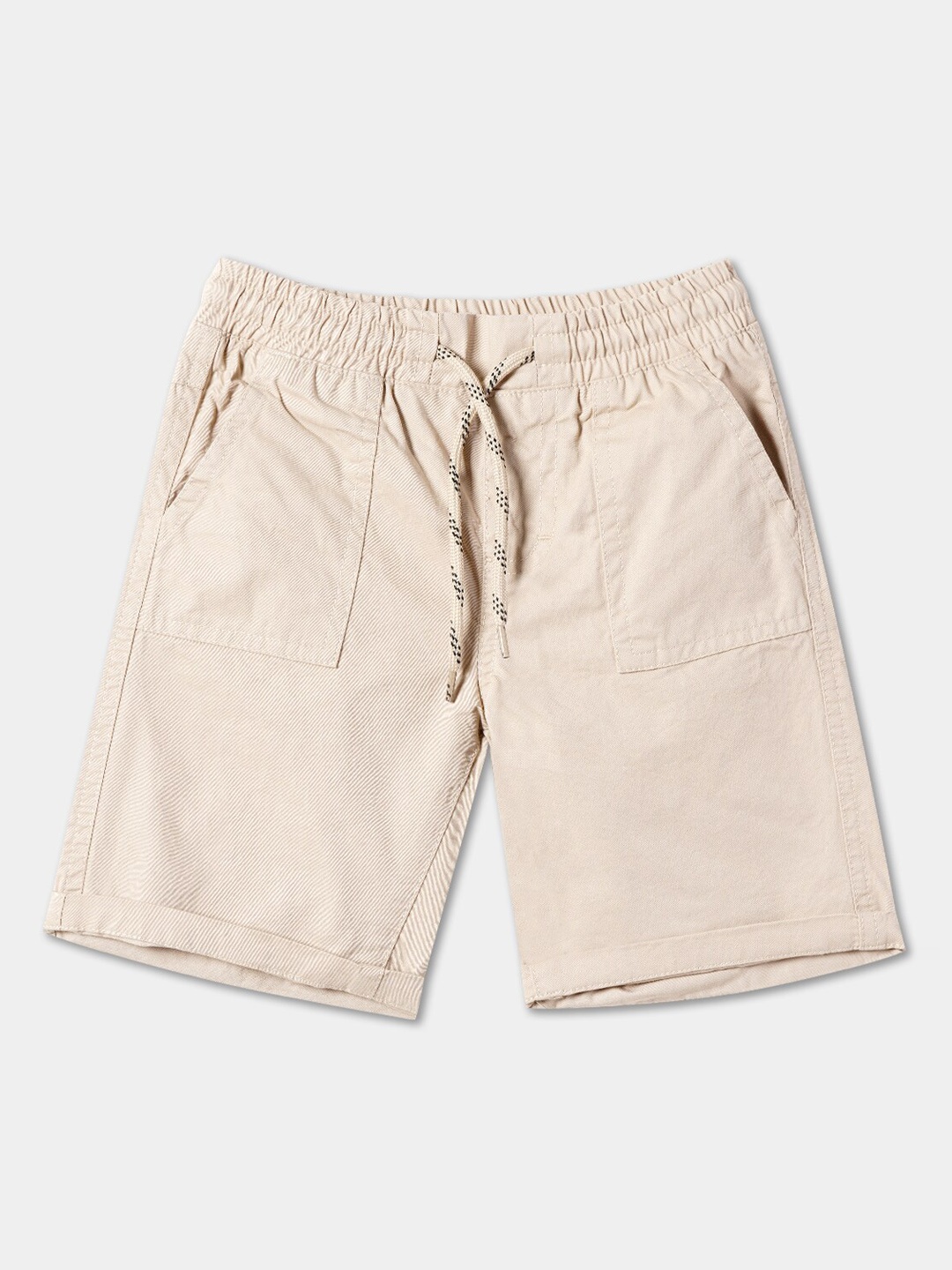 

R&B Boys Mid Rise Cotton Shorts, Beige
