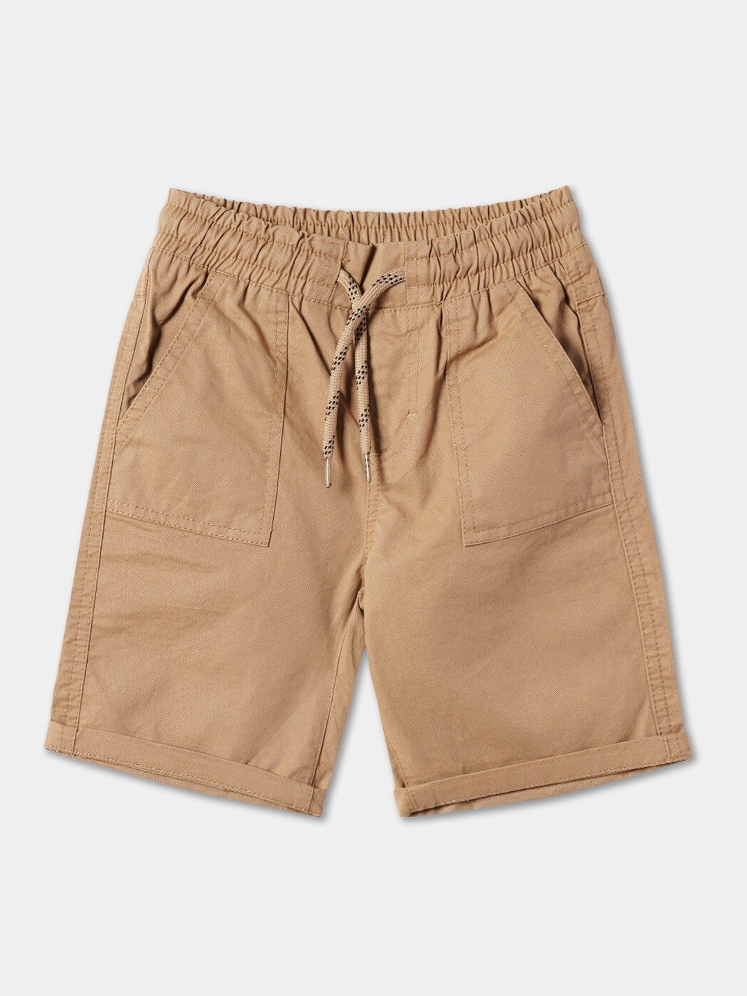 

R&B Boys Mid-Rise Cotton Shorts, Khaki