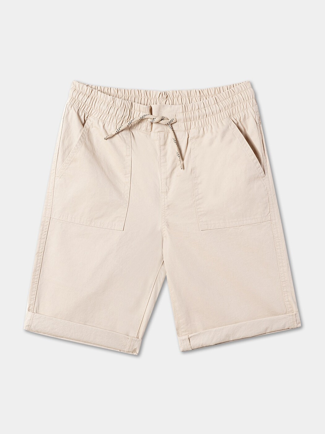

R&B Boys Mid Rise Cotton Shorts, Beige