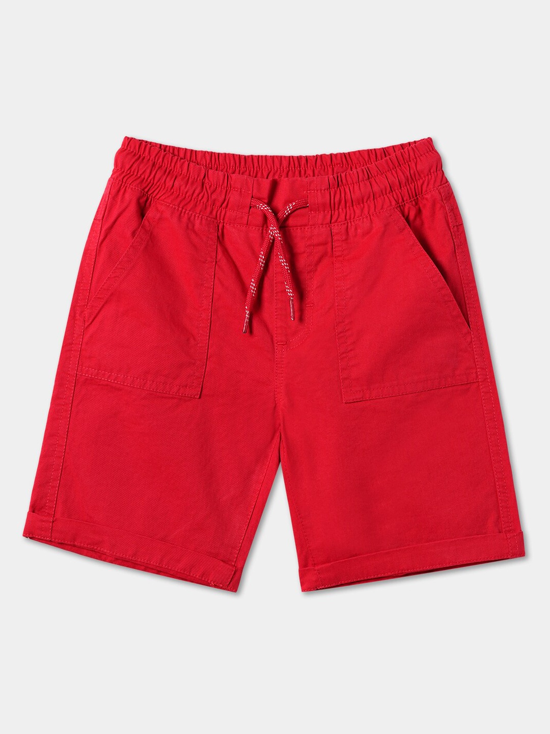 

R&B Boys Mid-Rise Cotton Shorts, Red