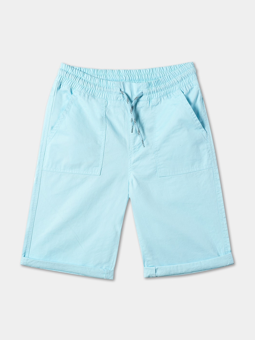 

R&B Boys Mid-Rise Cotton Shorts, Blue