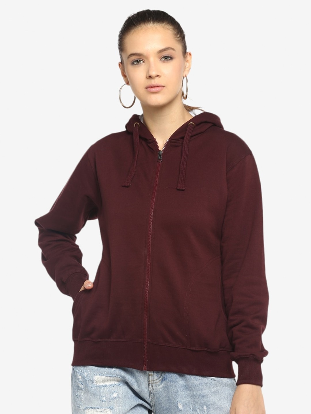 

Alan Jones Front-Open Hooded Sweatshirt, Red