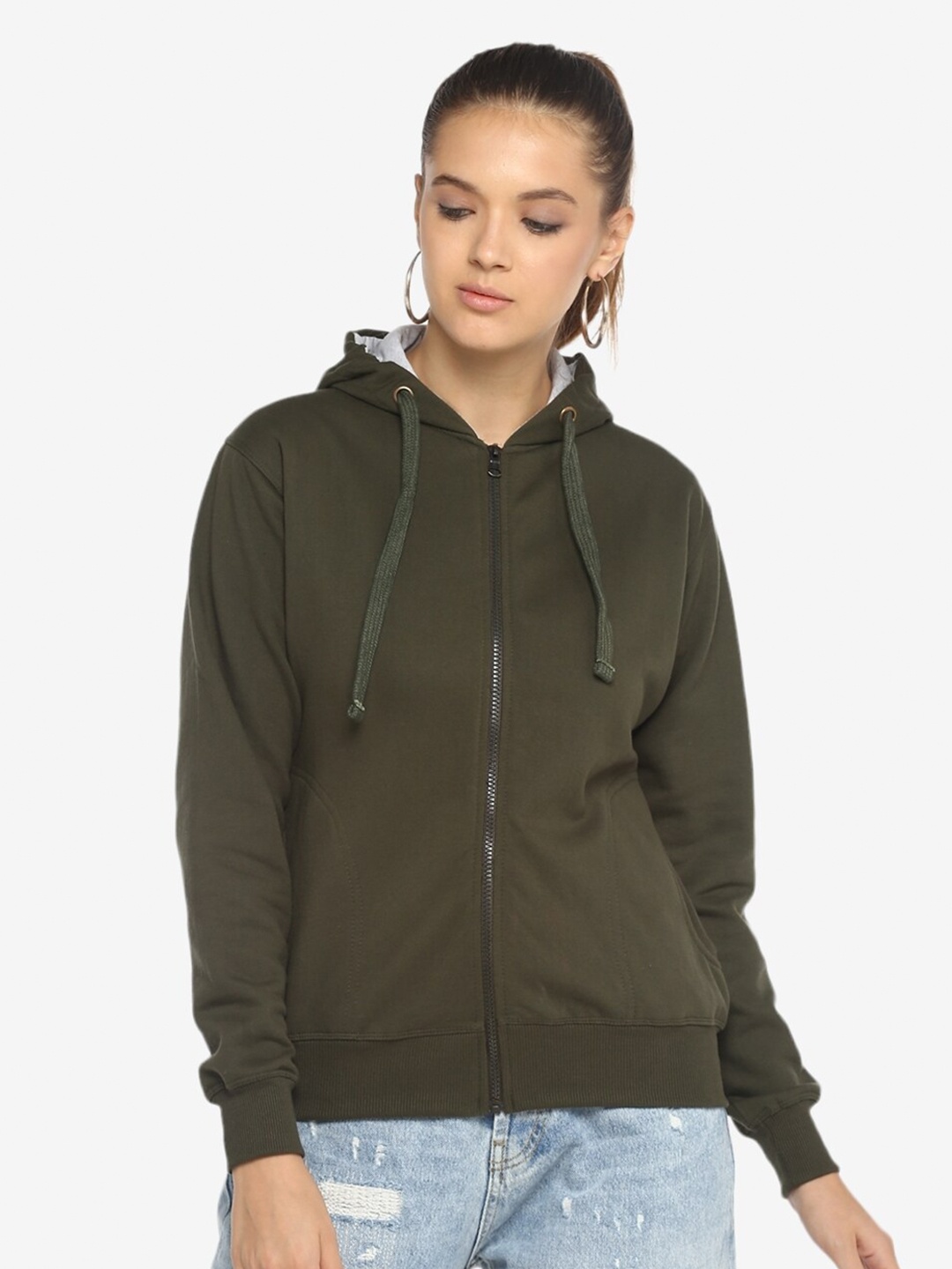 

Alan Jones Front-Open Hooded Sweatshirt, Olive