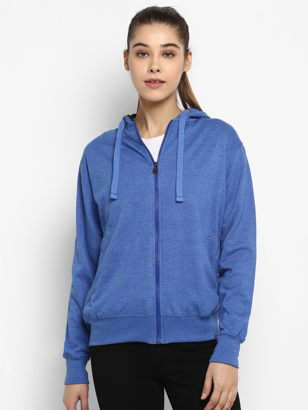 

Alan Jones Front-Open Hooded Sweatshirt, Blue