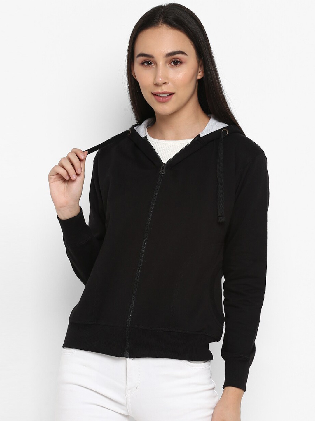

Alan Jones Front-Open Hooded Sweatshirt, Black