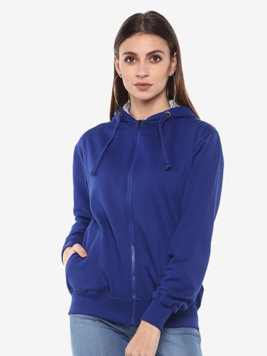 

Alan Jones Front-Open Hooded Sweatshirt, Blue