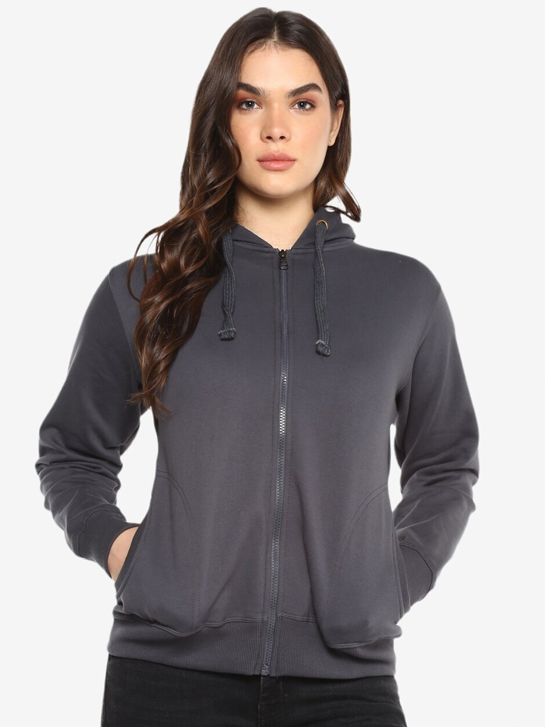 

Alan Jones Front-Open Hooded Sweatshirt, Grey