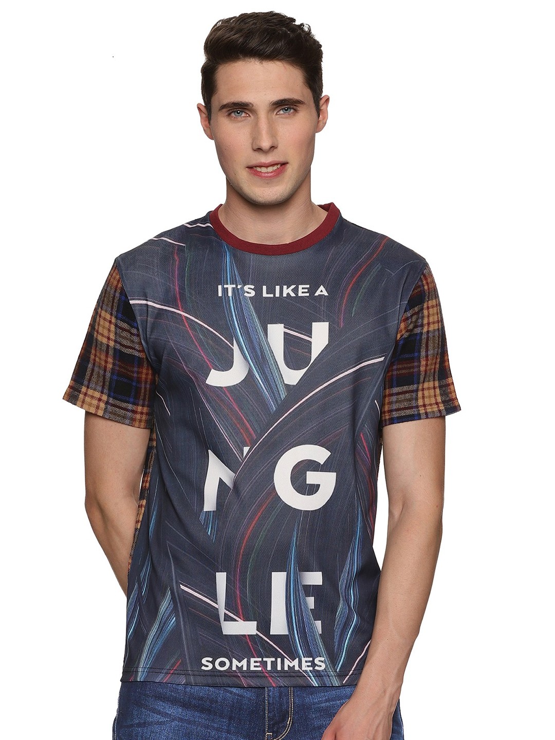 

UrGear Men Graphic Printed Pure Cotton T-Shirt, Grey