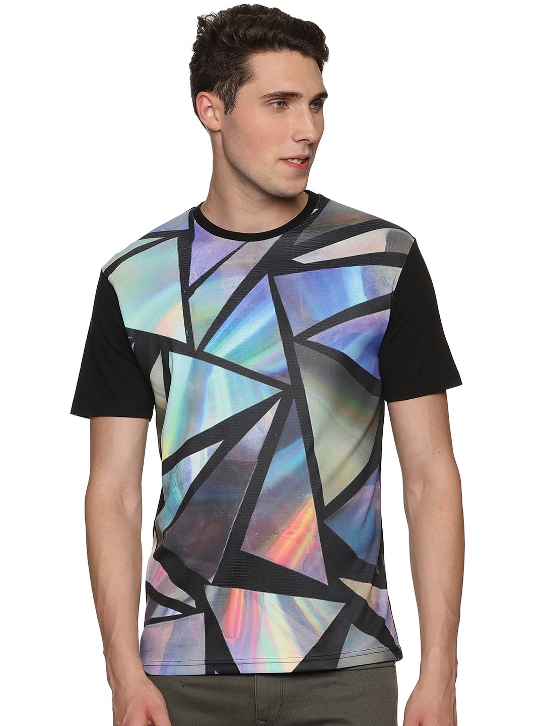 

UrGear Printed Round Neck Cotton T-shirt, Black
