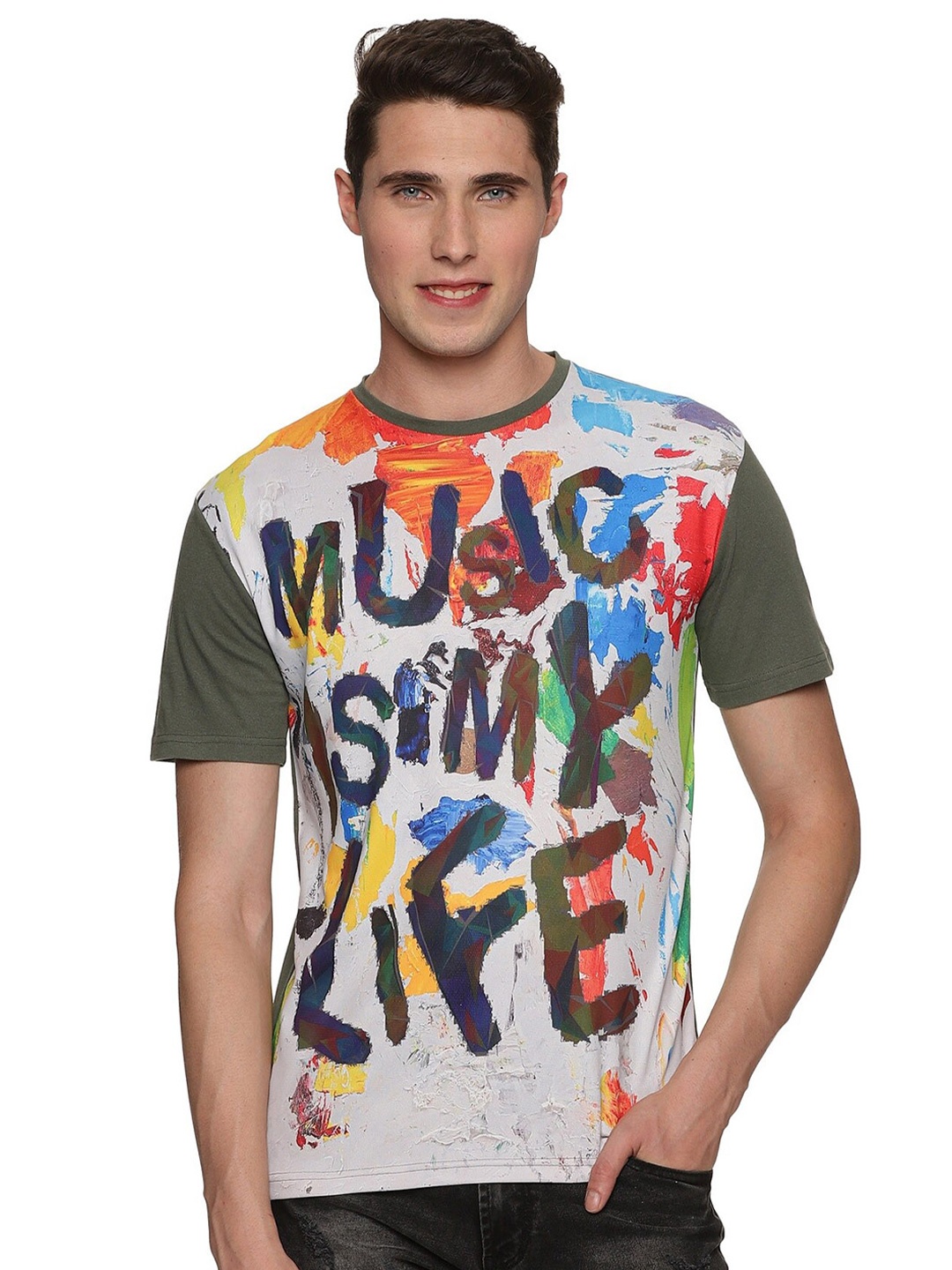 

UrGear Typography Printed Cotton T-shirt, Grey