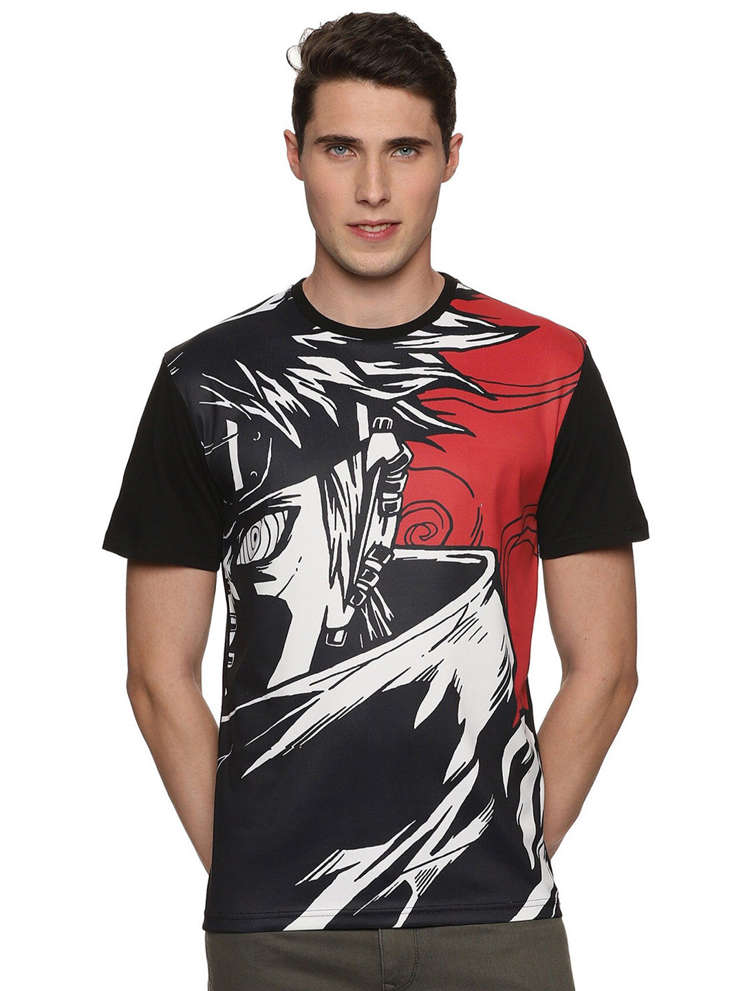 

UrGear Printed Round Neck Pure Cotton T-shirt, Black