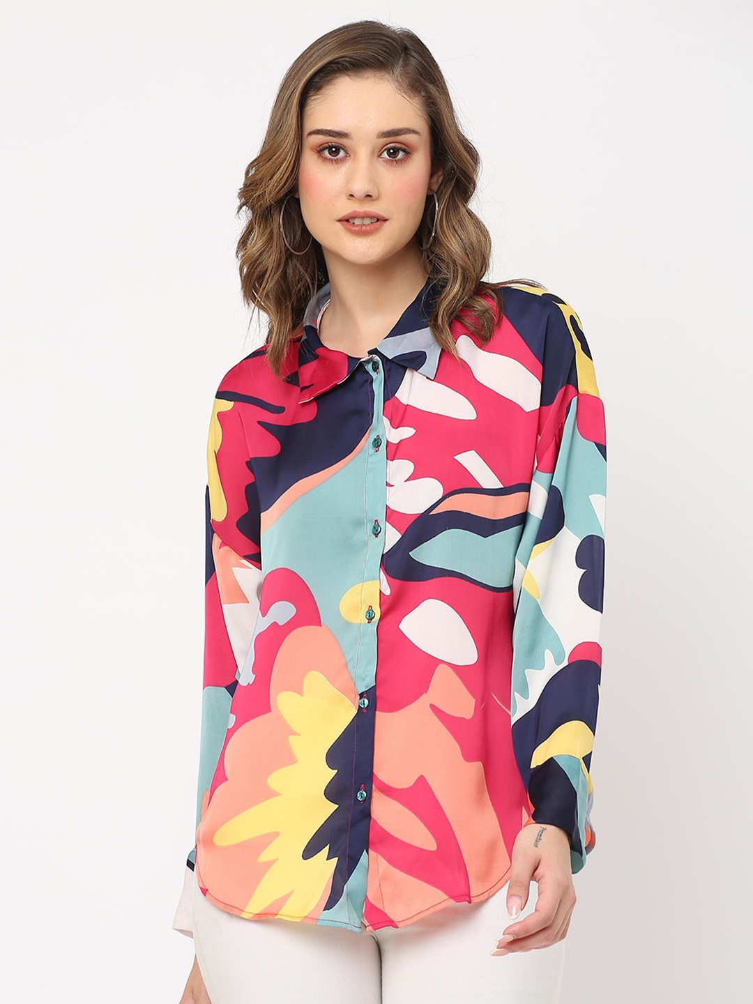 

MISH Multicoloured Abstract Printed Shirt Style Top, Red