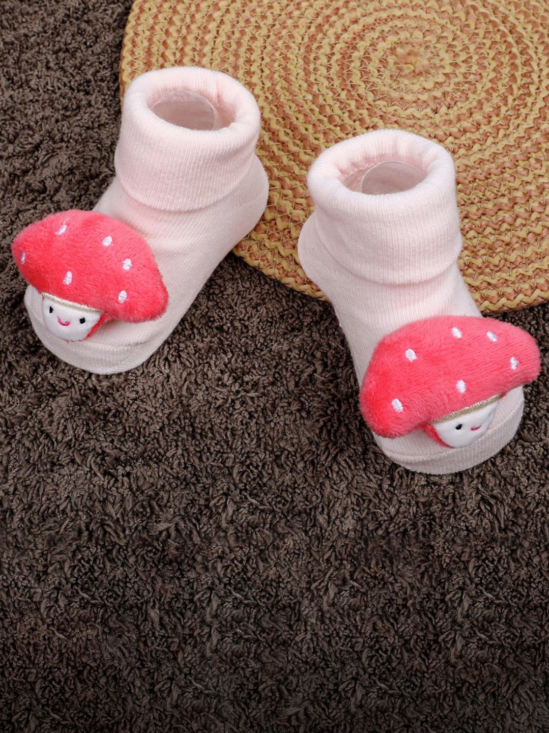 

Baby Moo Infants Applique Embellished Anti-Slip Cotton Socks Booties, Pink