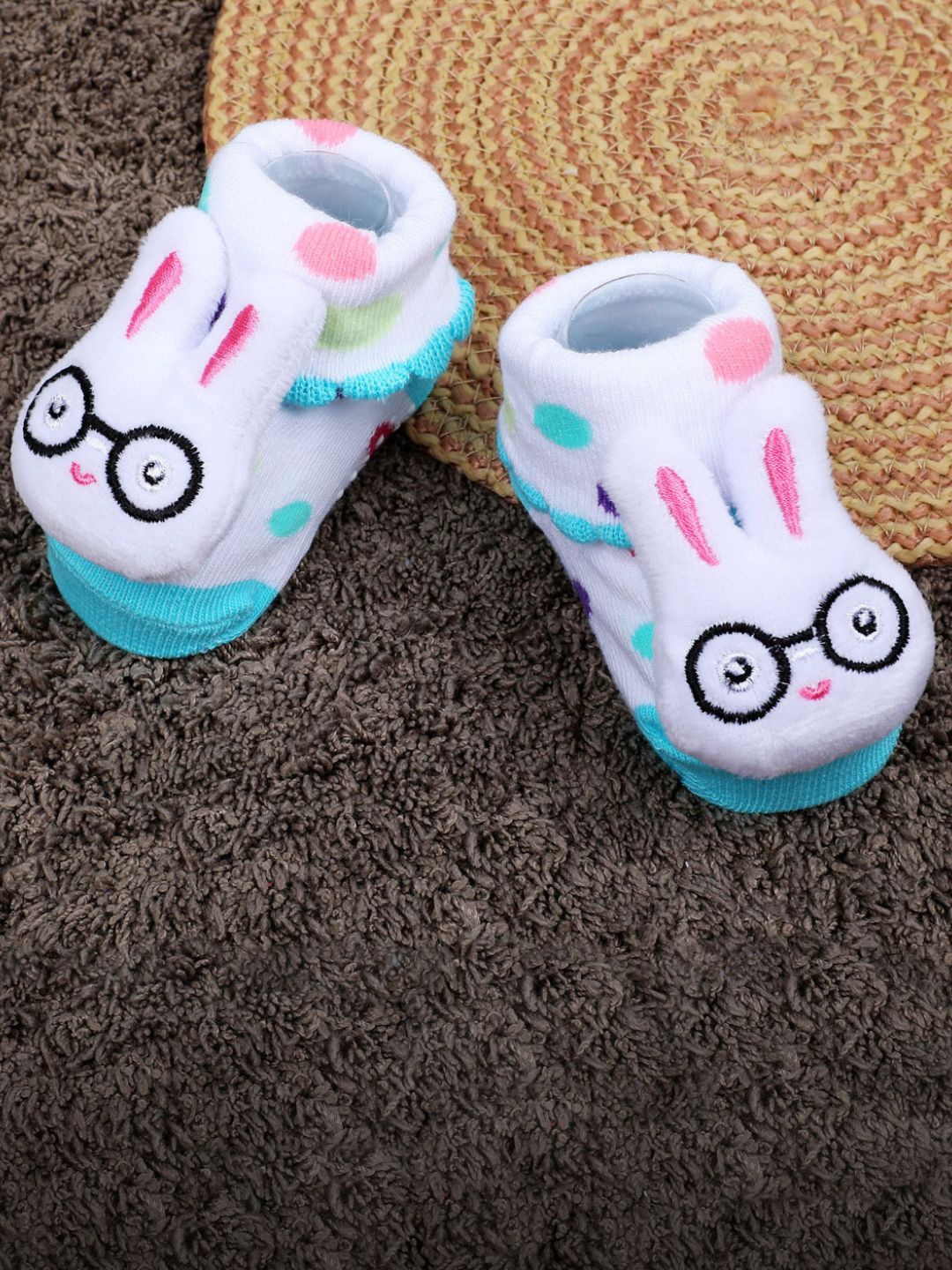

Baby Moo Infants Kids Bunny Cotton Socks Booties, White