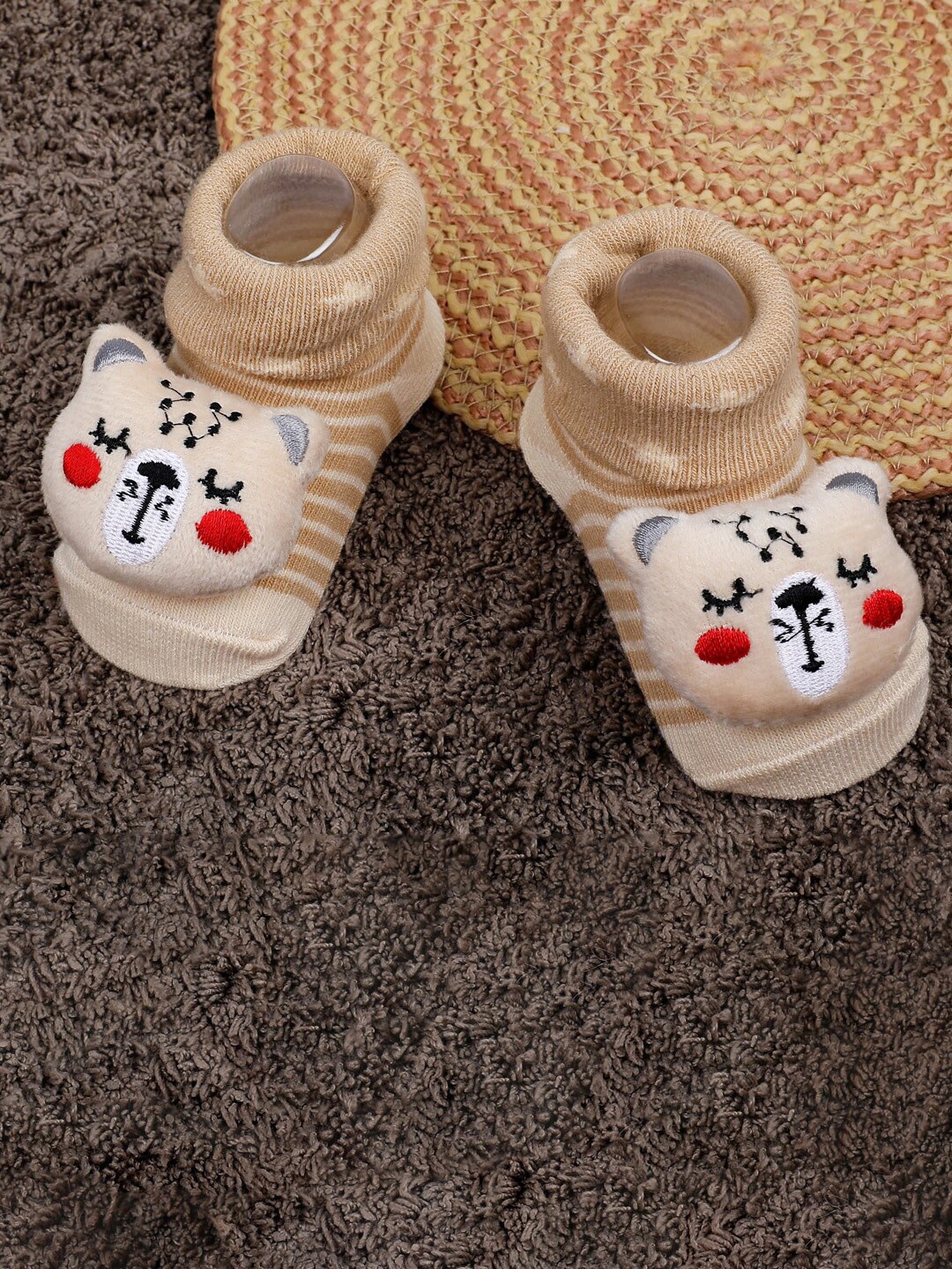 

Baby Moo Infants Kids Bear Cotton Socks Booties, Beige