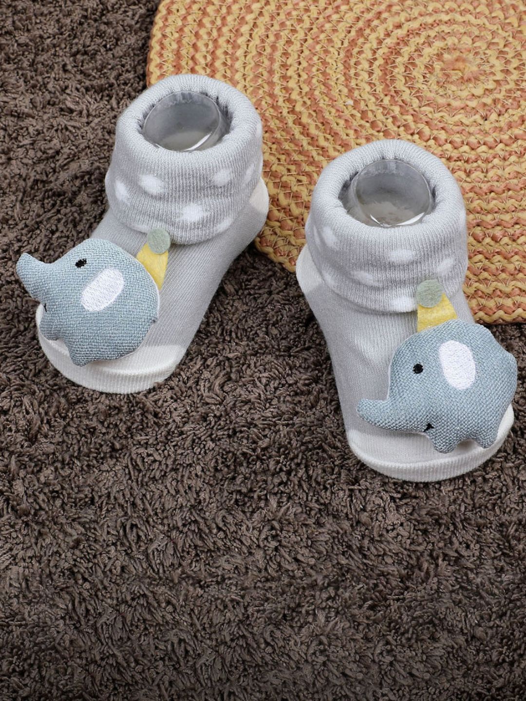 

Baby Moo Infants Kids Elephant Cotton Socks Booties, Grey