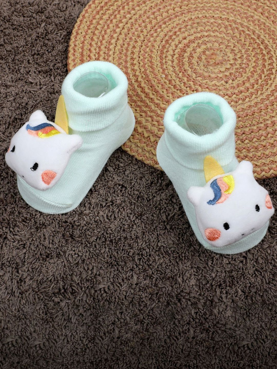 

Baby Moo Infants Kids Unicorn Cotton Socks Booties, Green