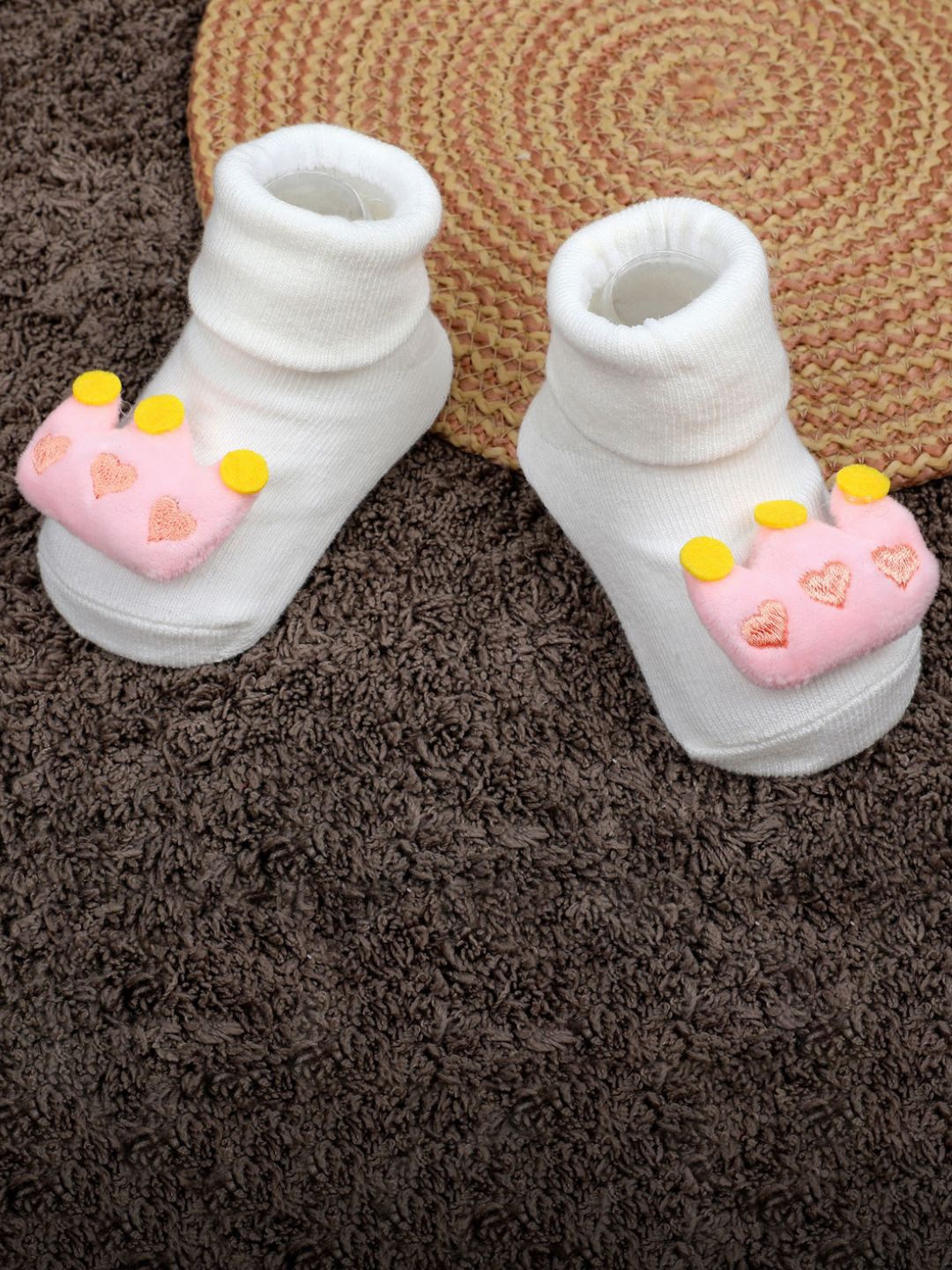 

Baby Moo Infants Kids Crown Cotton Socks Booties, White