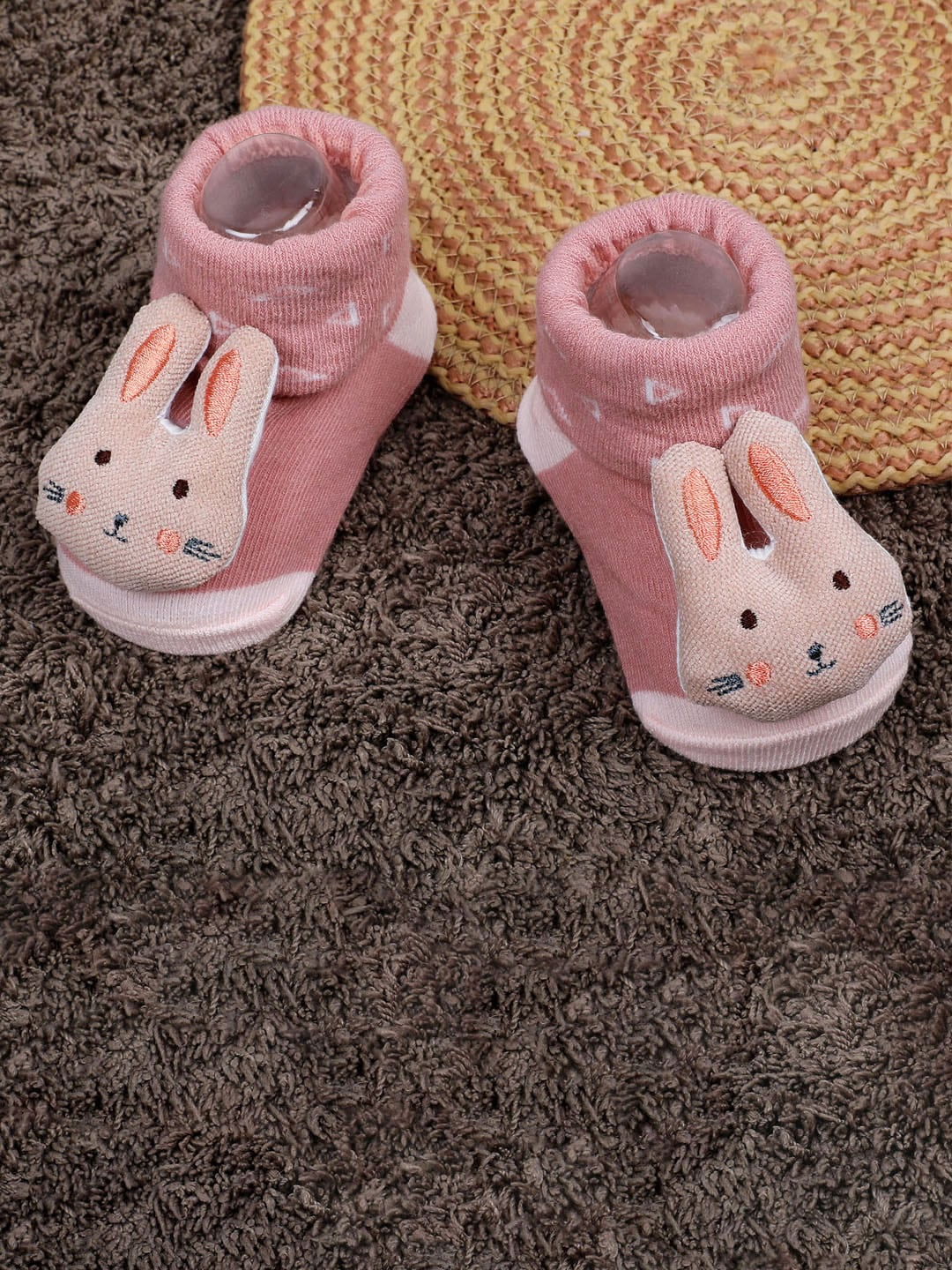 

Baby Moo Infants Kids Bunny Cotton Socks Booties, Pink