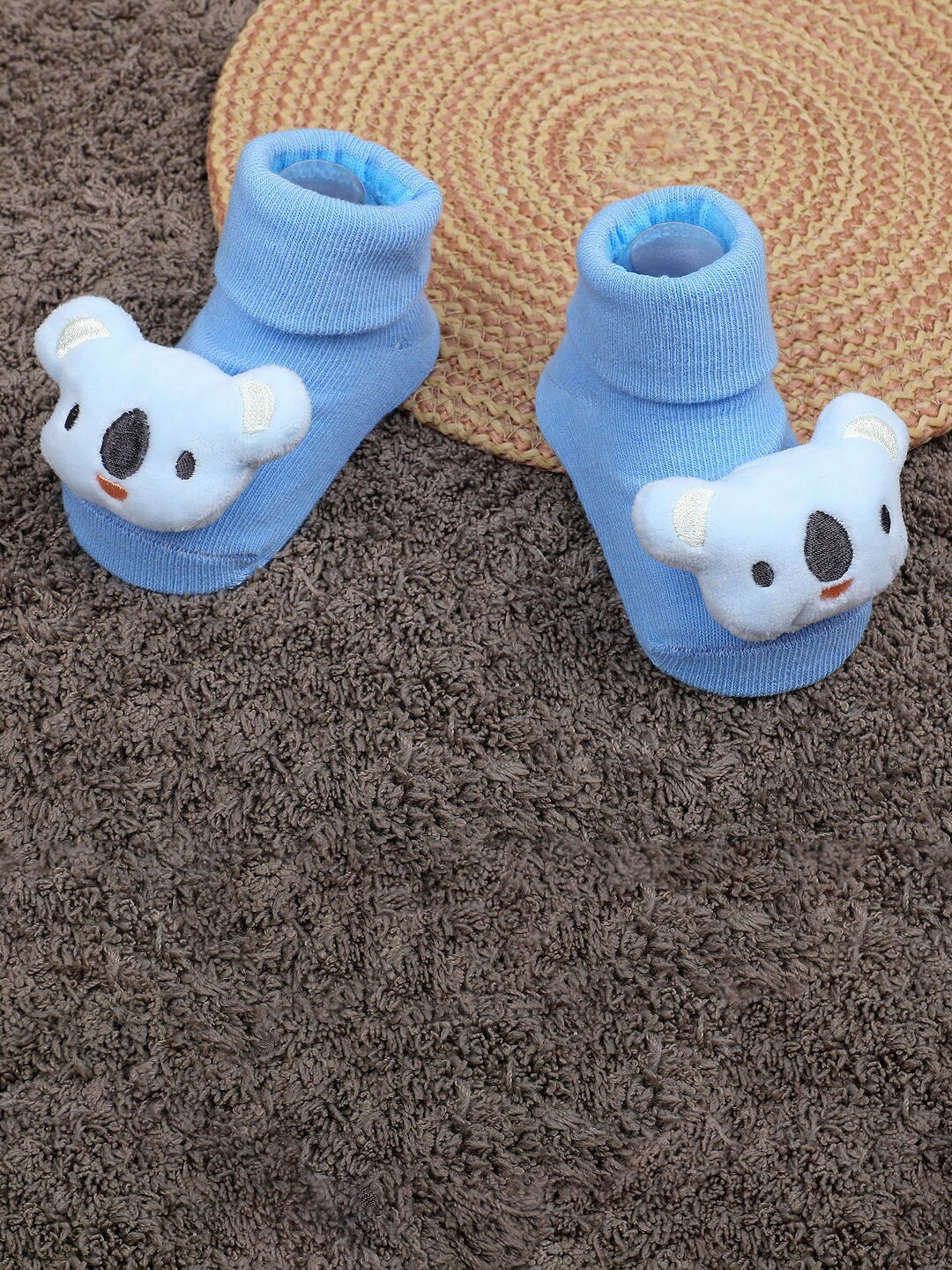 

Baby Moo Infants Kids Bear Cotton Socks Booties, Blue