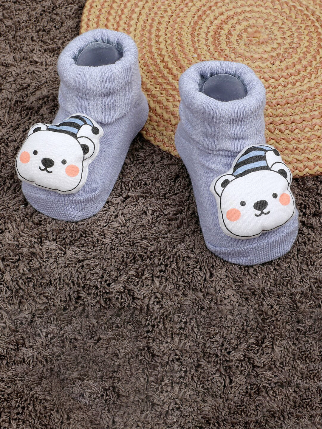 

Baby Moo Infants Kids Teddy Cotton Socks Booties, Grey