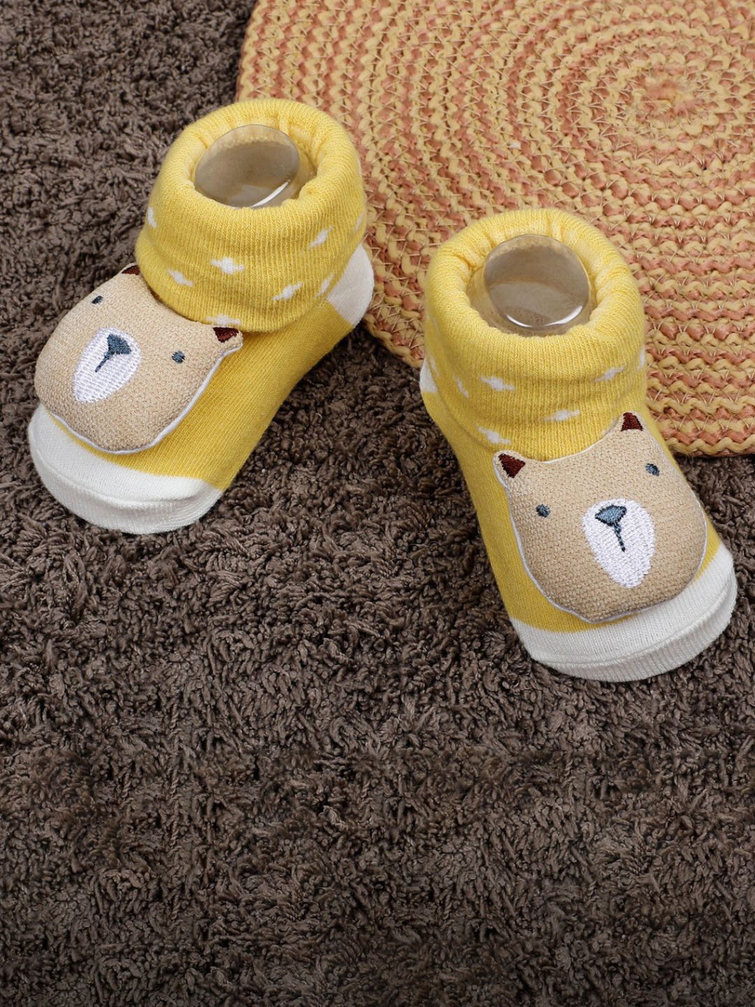 

Baby Moo Infants Kids Teddy Cotton Socks Booties, Yellow