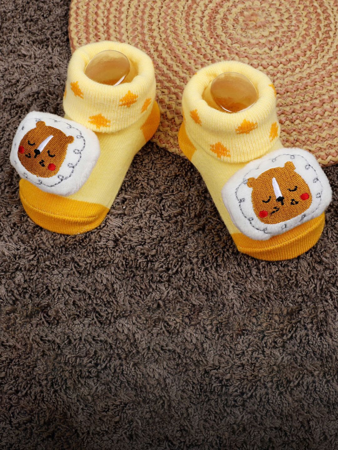 

Baby Moo Infants Kids Bear Cotton Socks Booties, Yellow