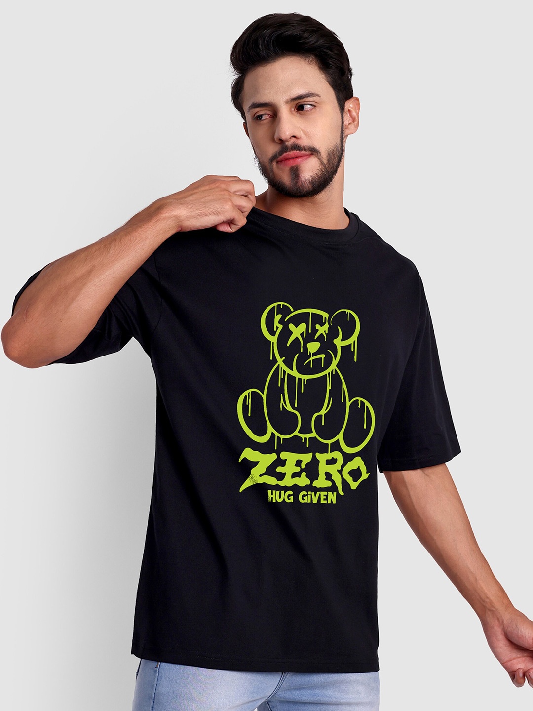 Bloopers Store Typography Printed Loose Fit Cotton T-shirt, Black