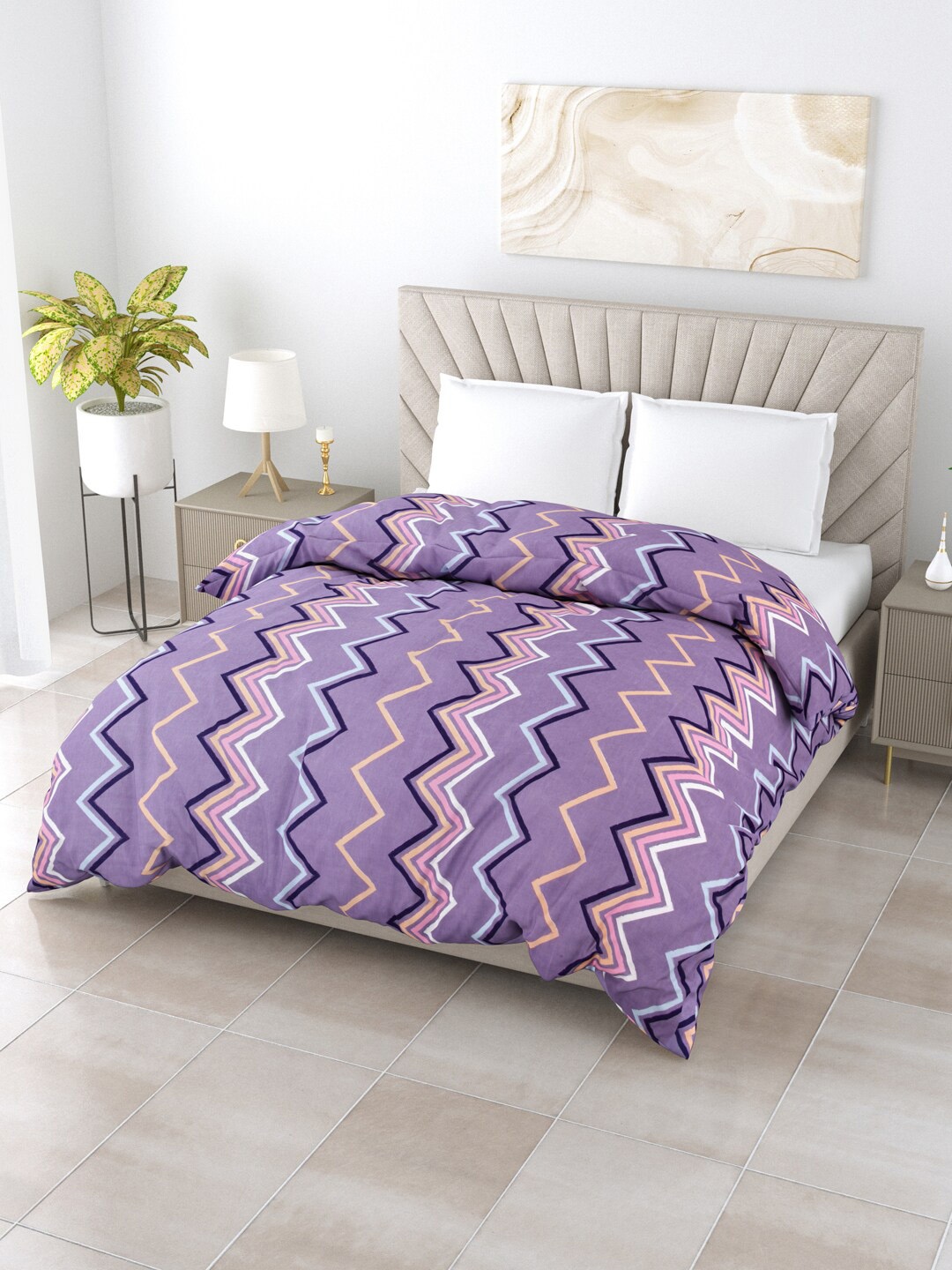 

Salona Bichona Purple Striped AC Room 150 GSM Double Bed Comforter