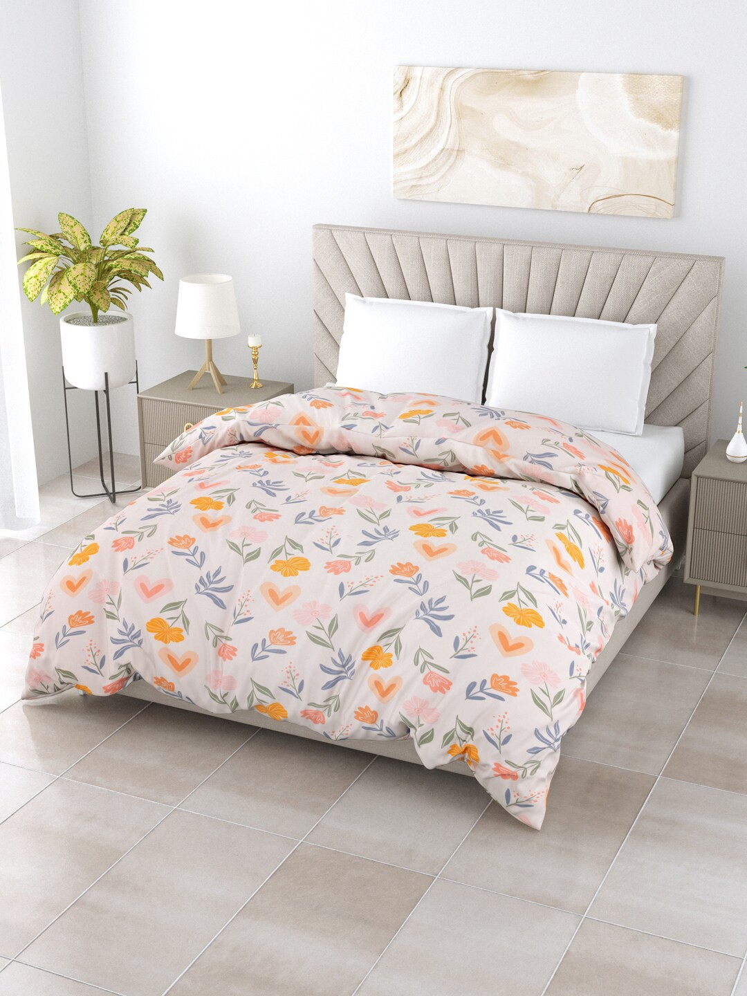 

Salona Bichona Pink & Blue Floral AC Room 150 GSM Double Bed Comforter