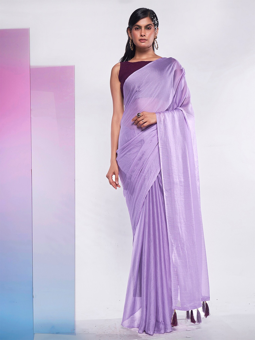 

Kalista Lavender Pure Georgette Saree