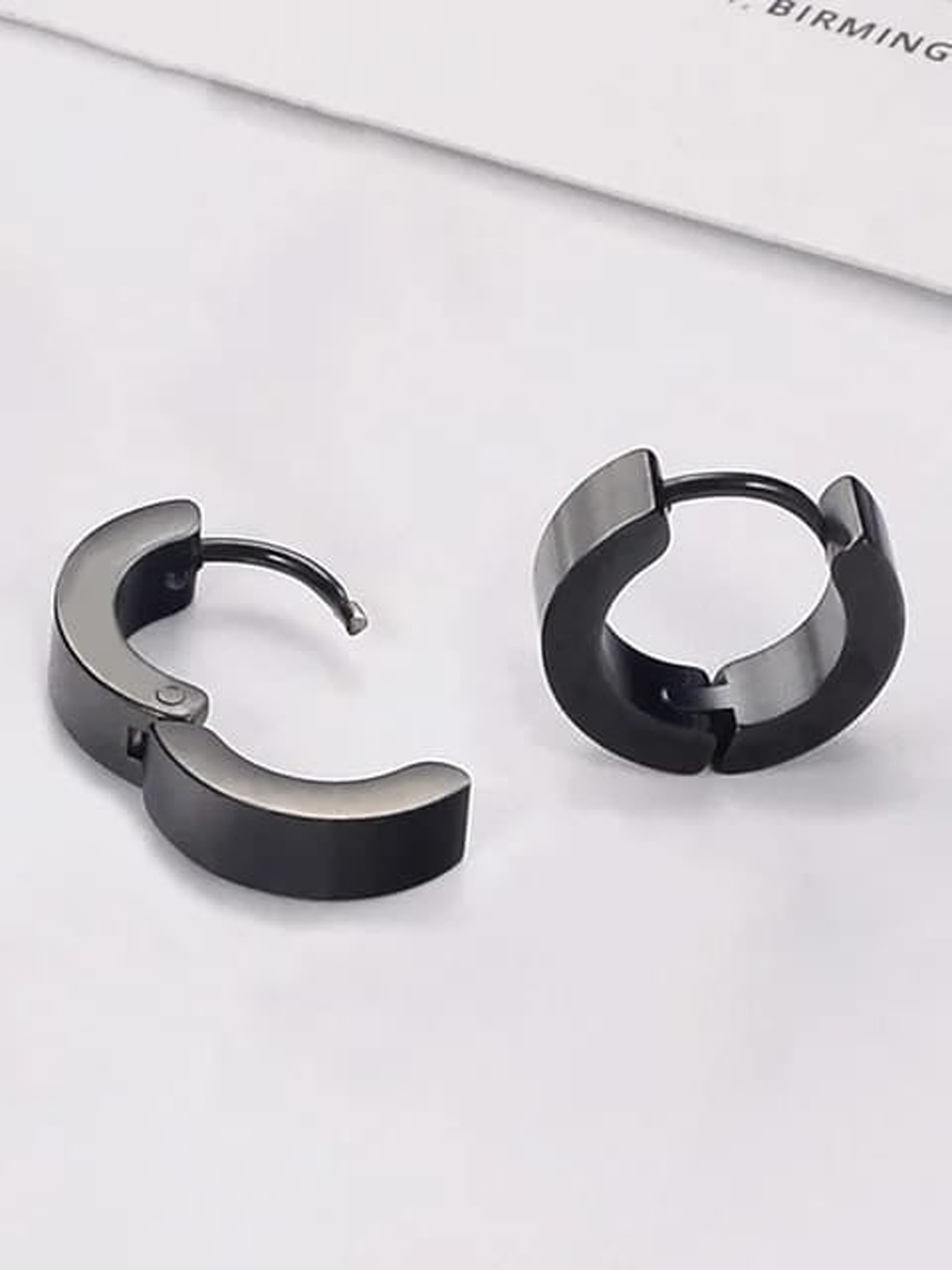 

VIEN Men Circular Hoop Earrings, Black